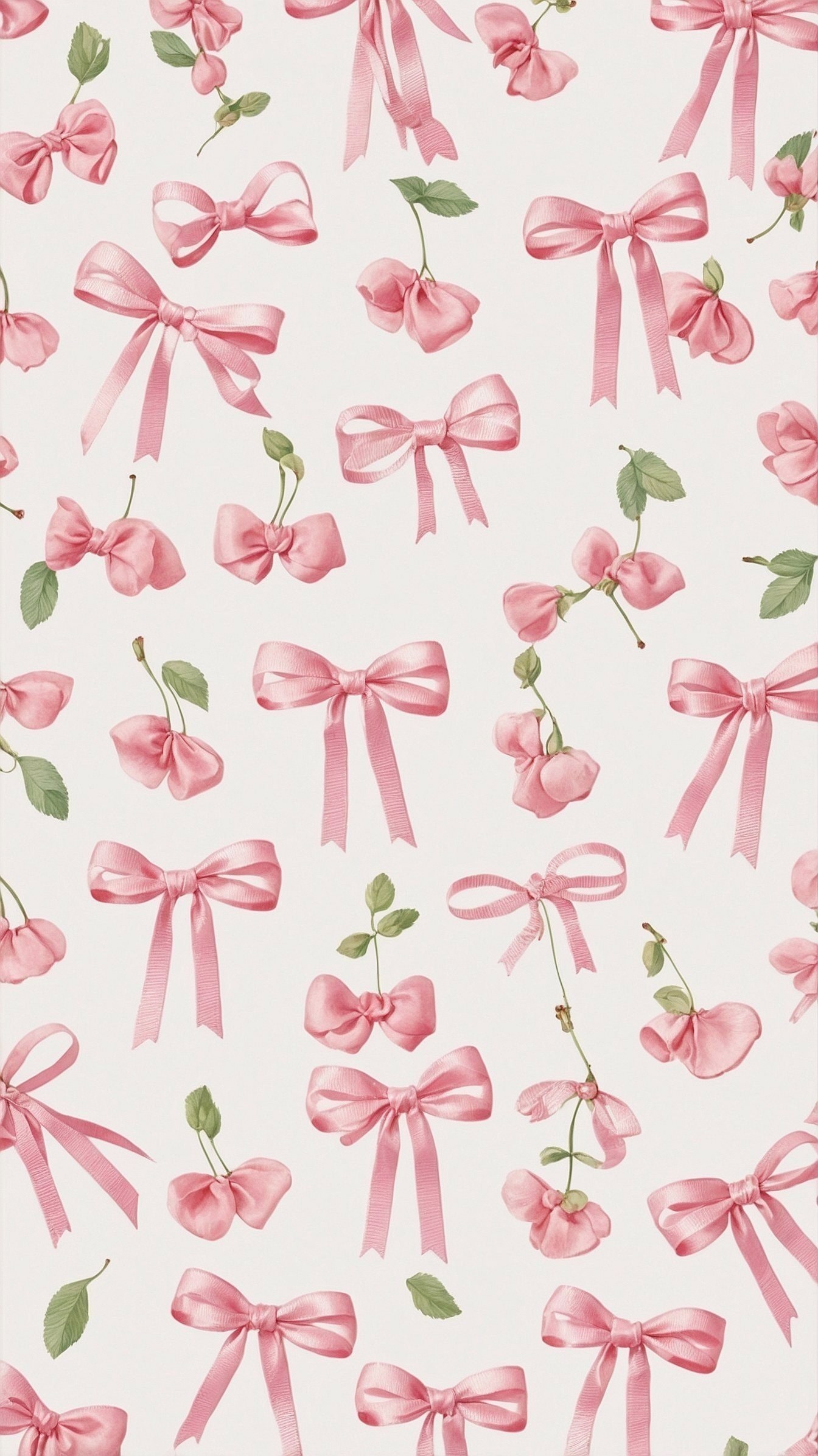 Delicate satin ribbons and cherries scattered