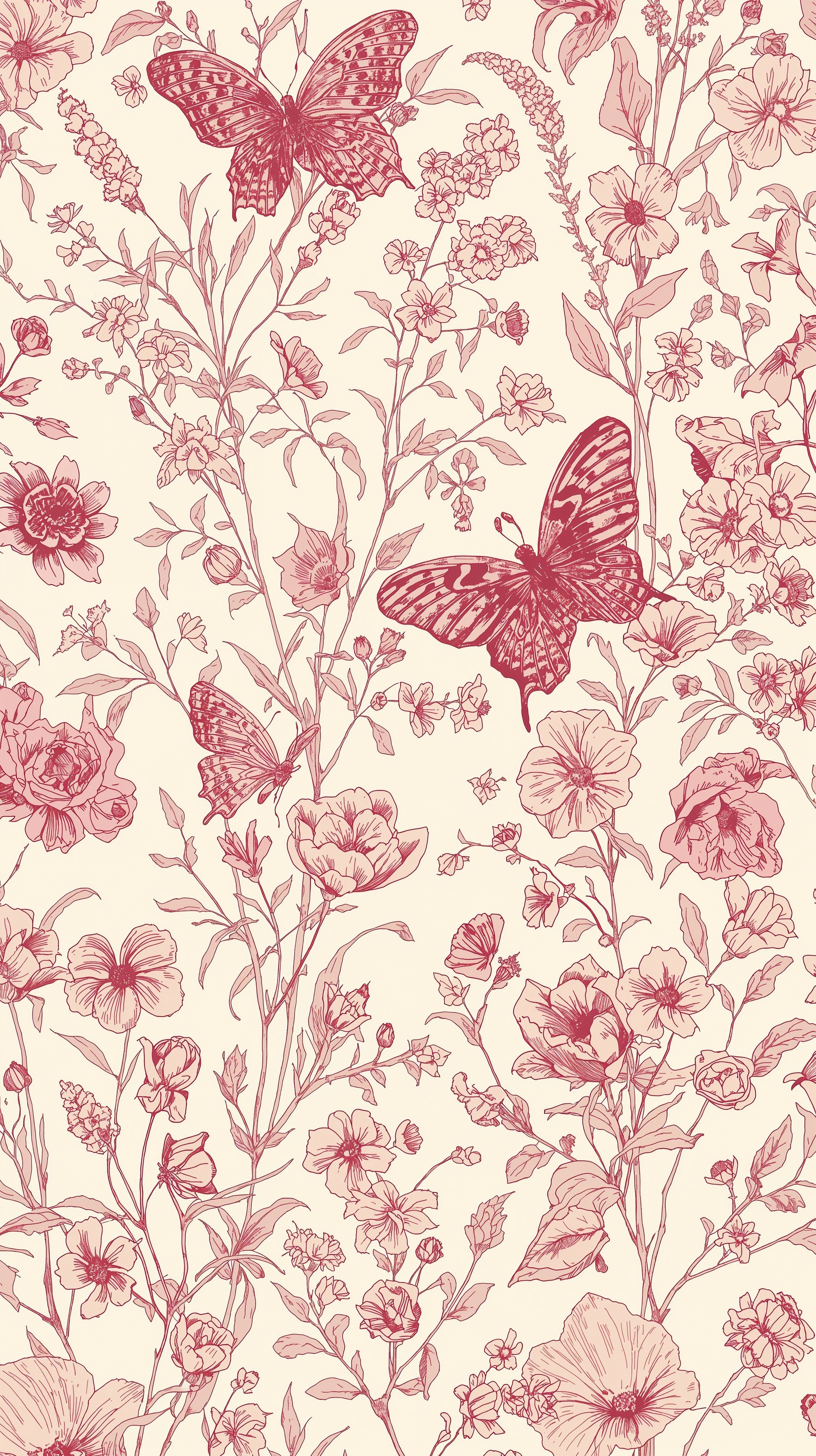 Delicate Butterflies Among Soft Pink Blossoms