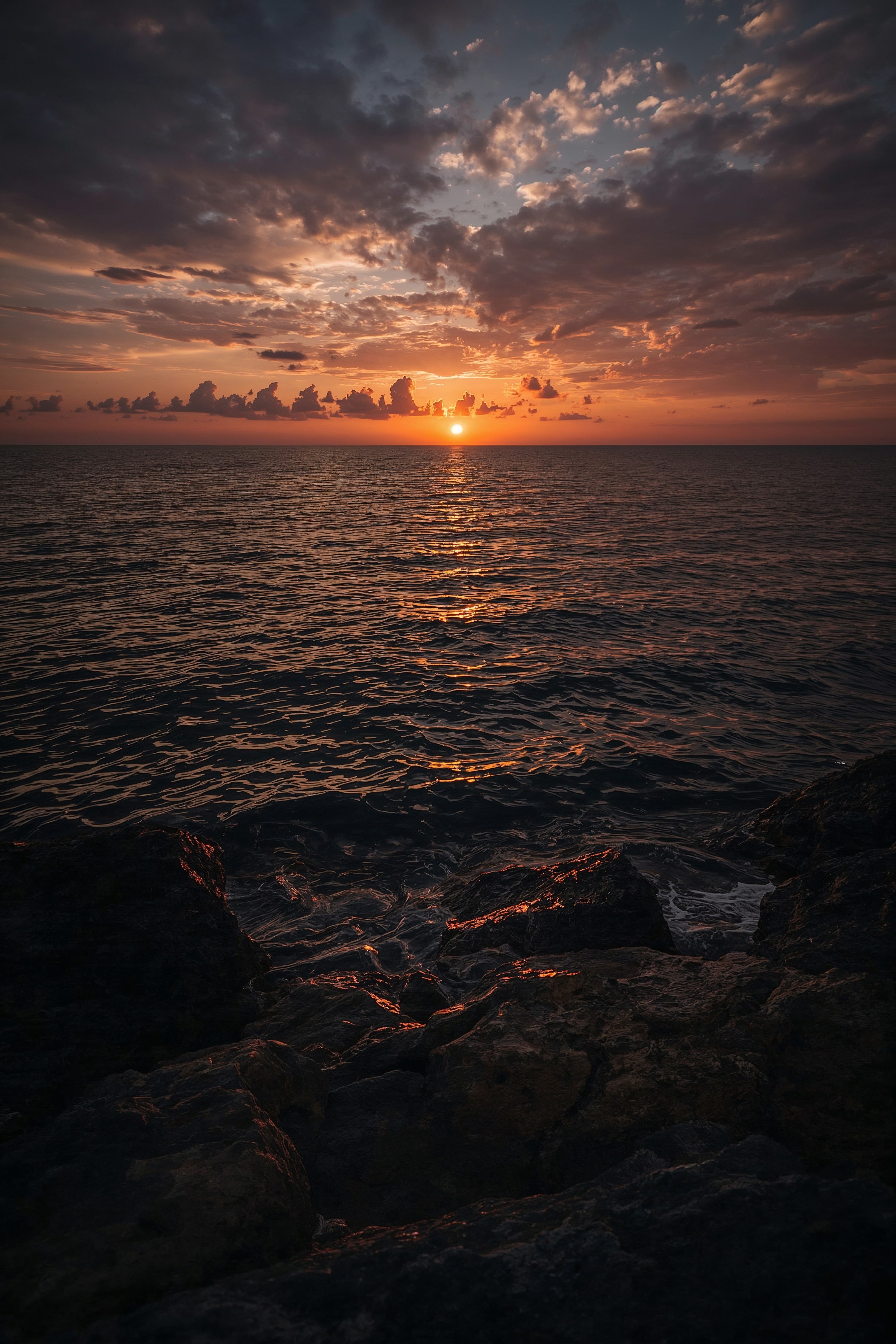 Rocky Shoreline at Sunset