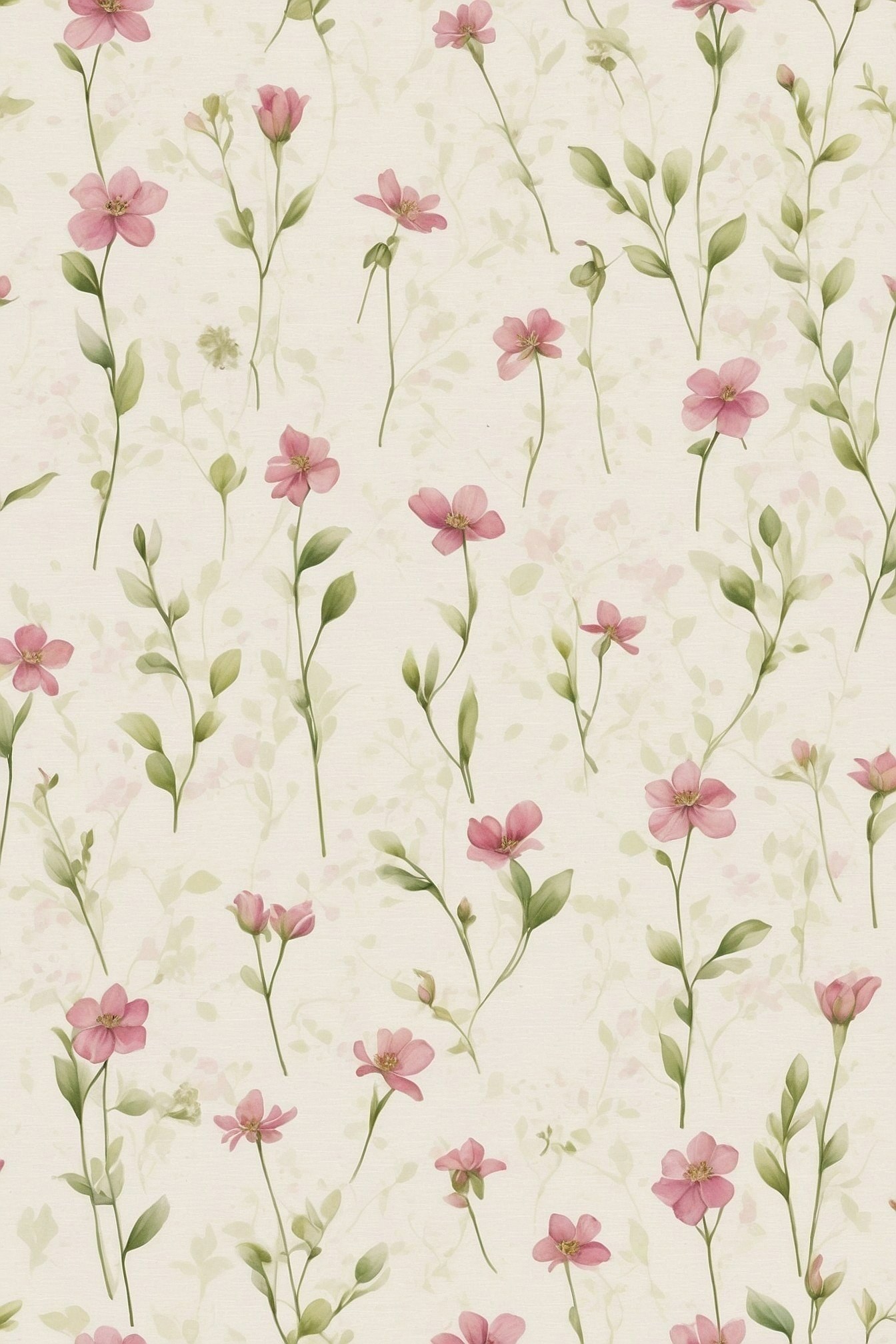 Delicate Pink Blooms on a Faded Cream Canvas