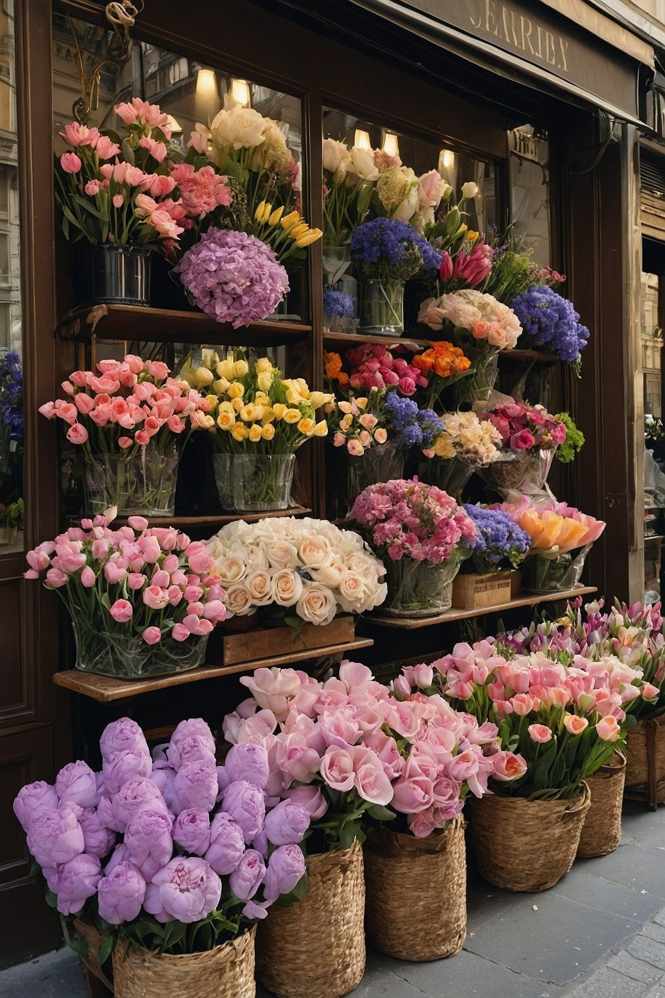 Front display of a Parisian flower shop