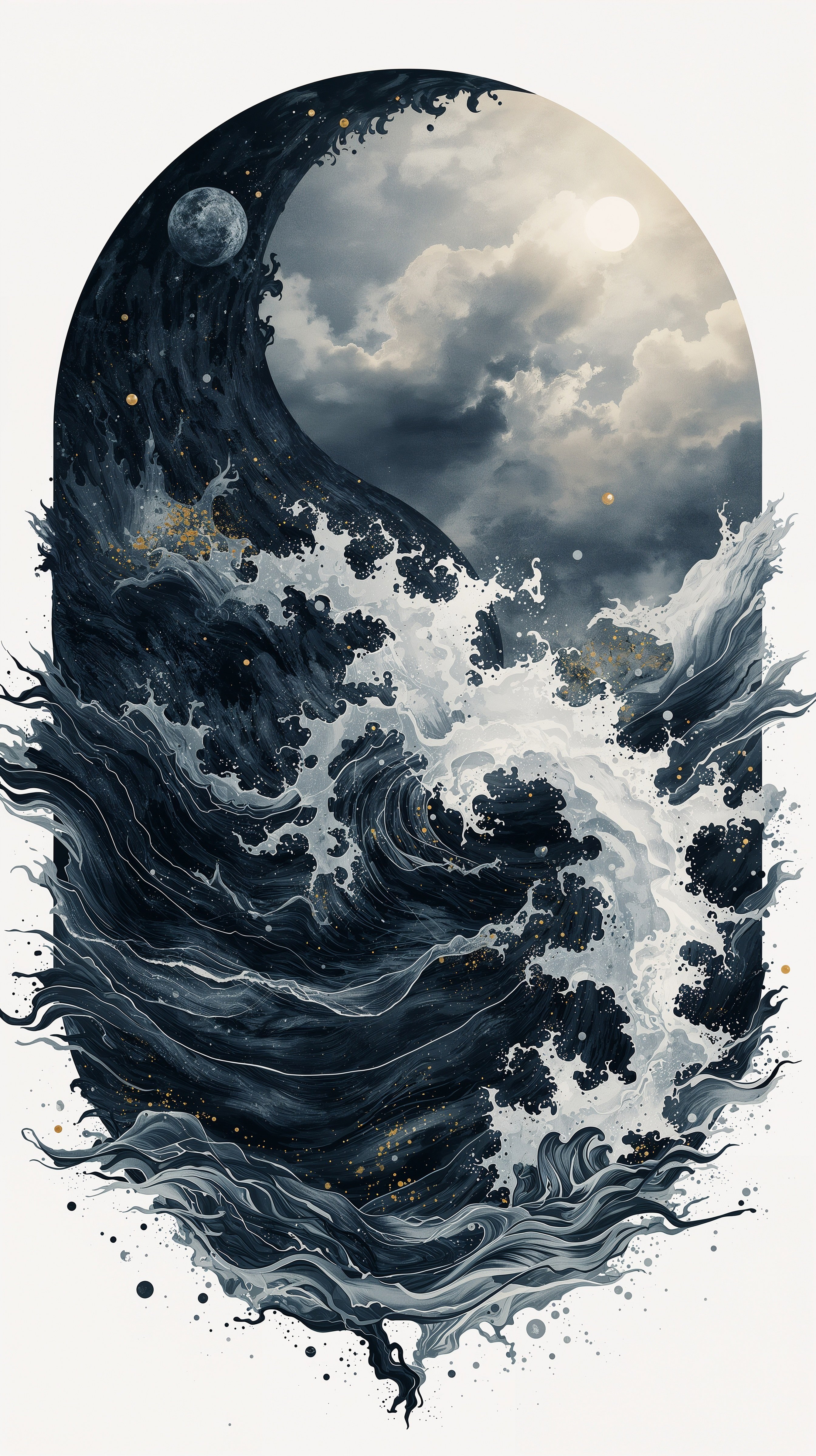 Stormy Seas Under a Lunar Glow