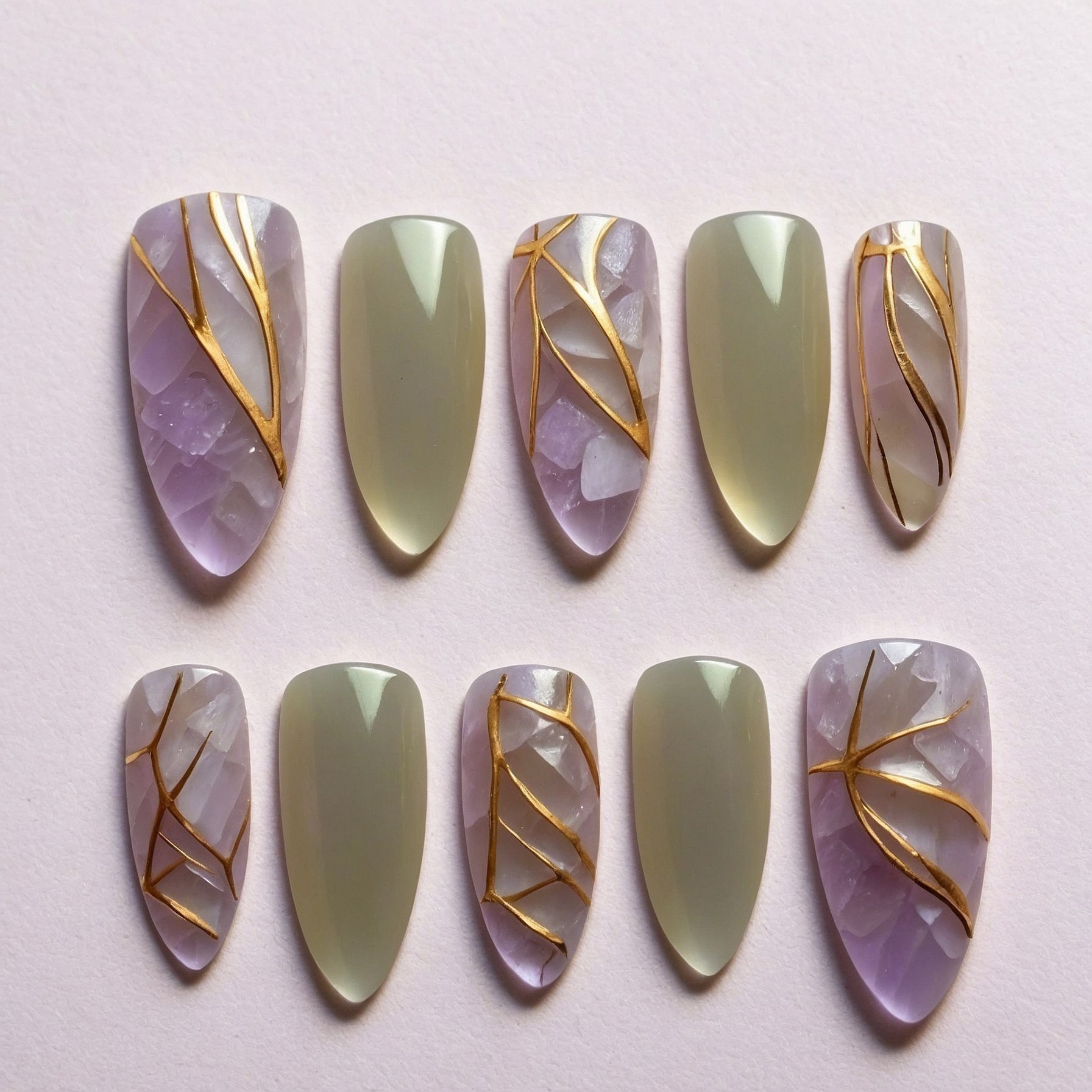 Layered Amethyst and Jade Hues with Gold Accents