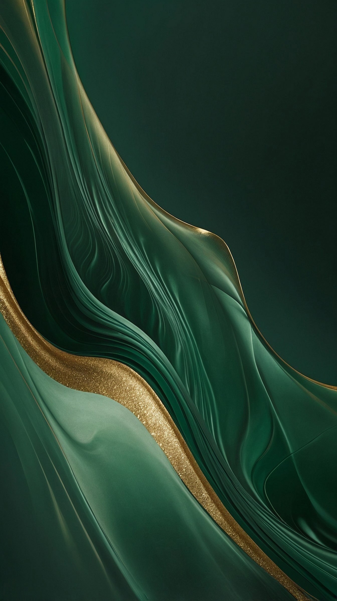 Deep Emerald Folds with Glimmering Gold Veins