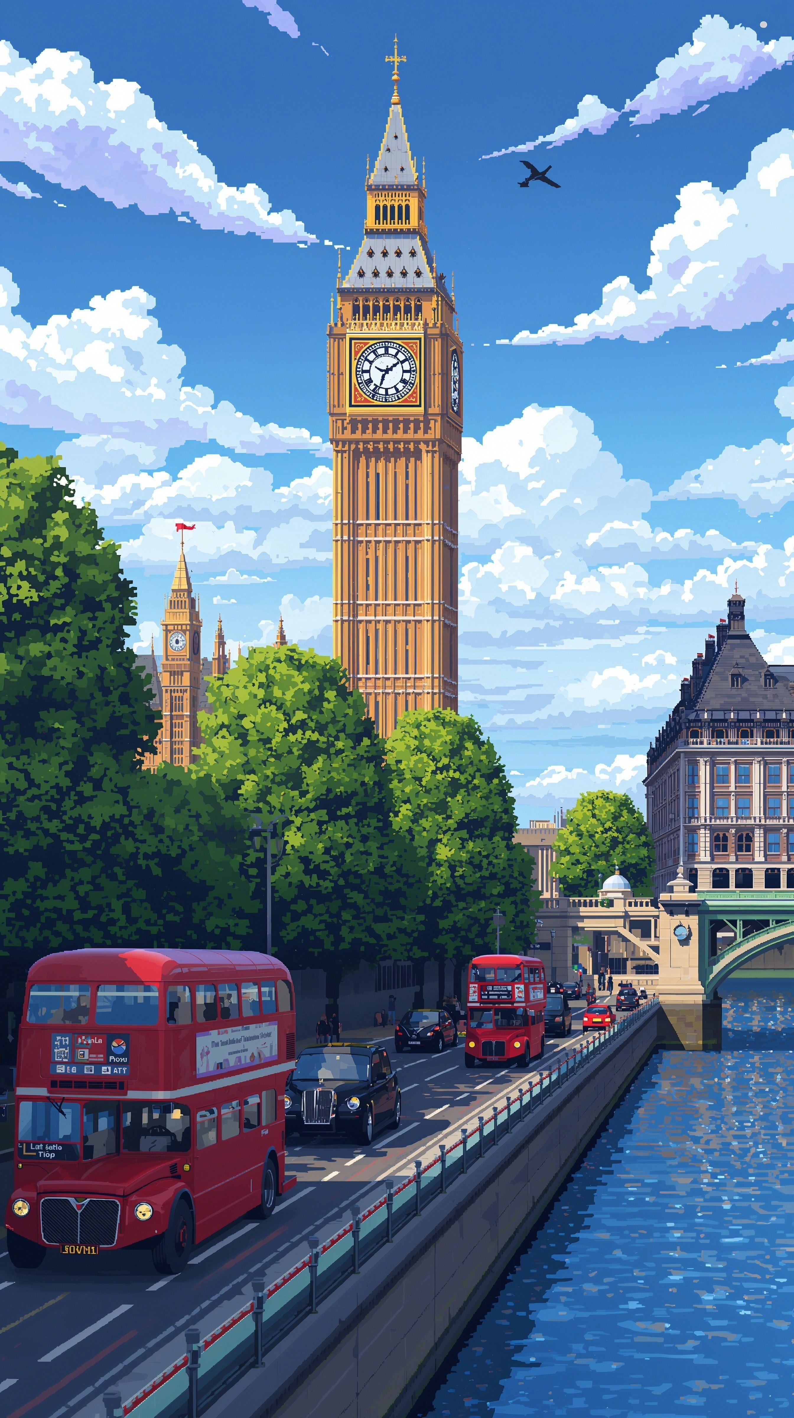 Big Ben's Textured Stone and the Sky's Soft Clouds
