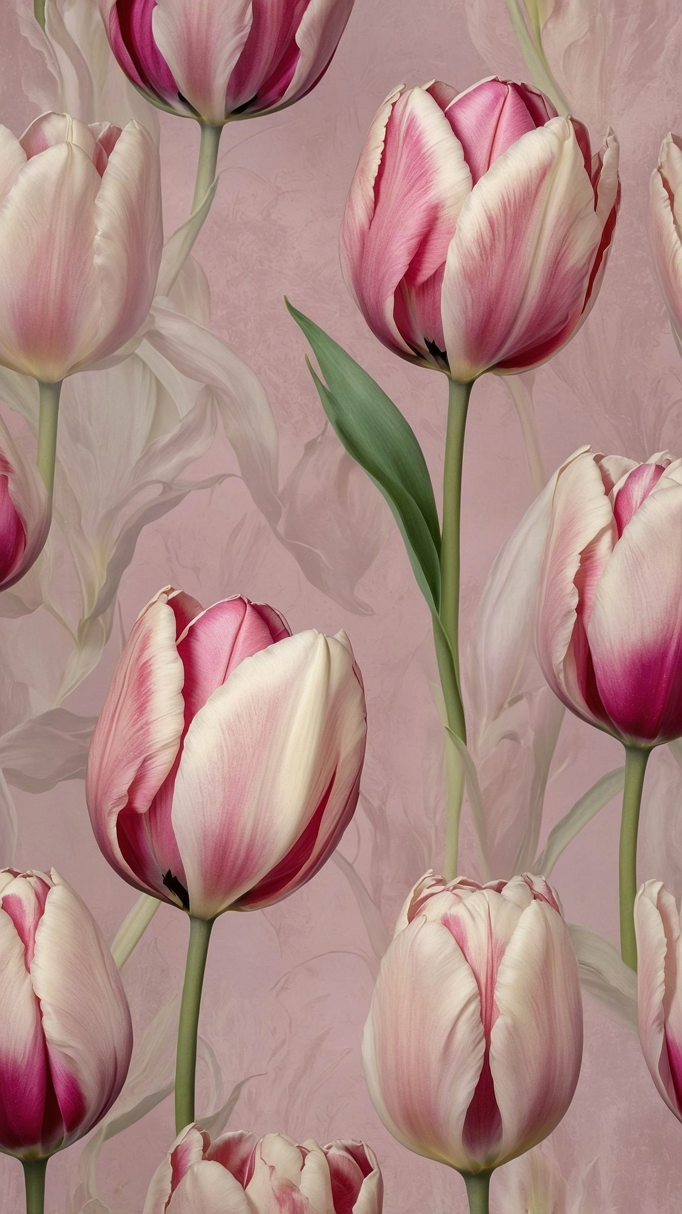 Soft Pink Tulip Textures in Delicate Light