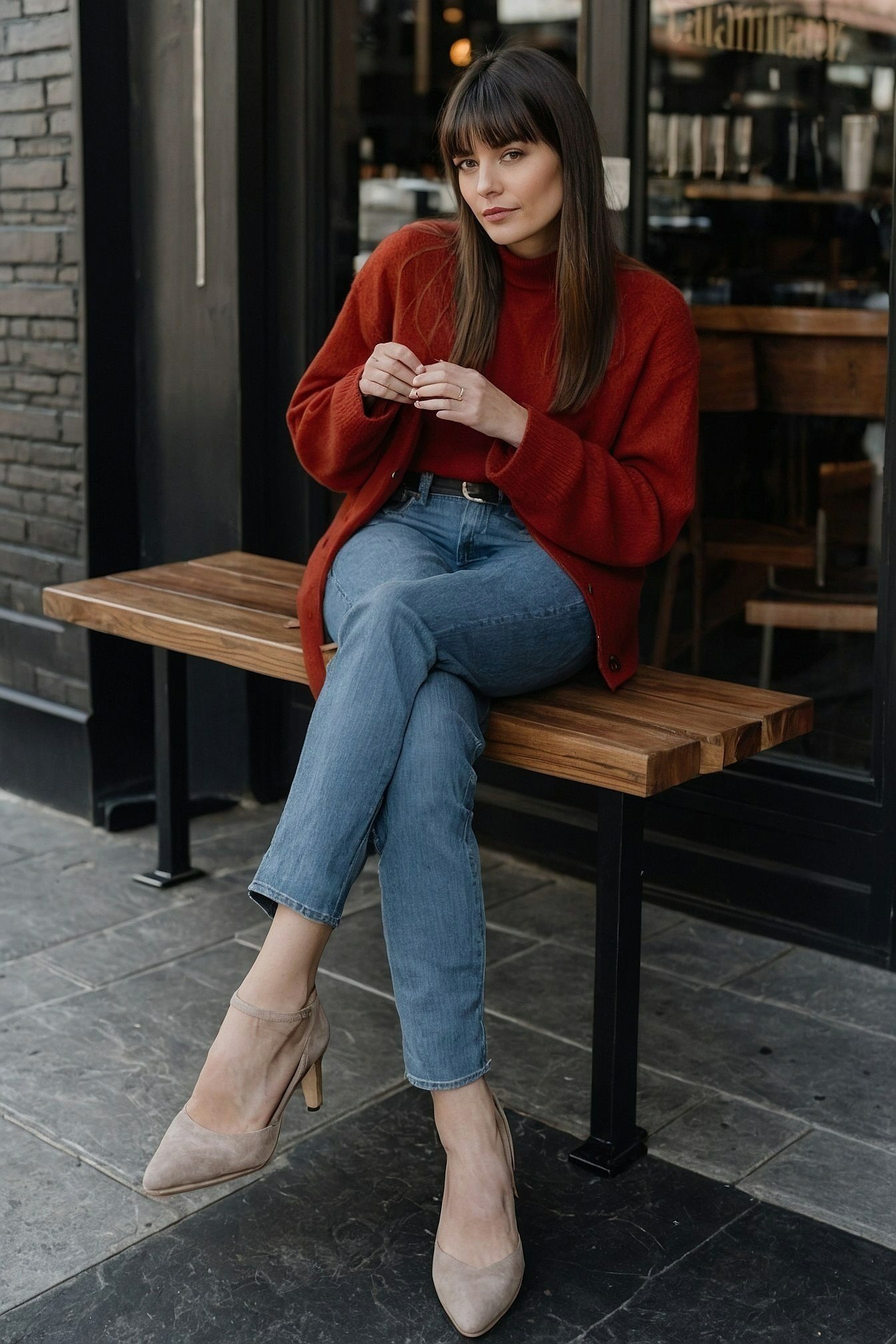 Cozy knit texture against classic denim wash