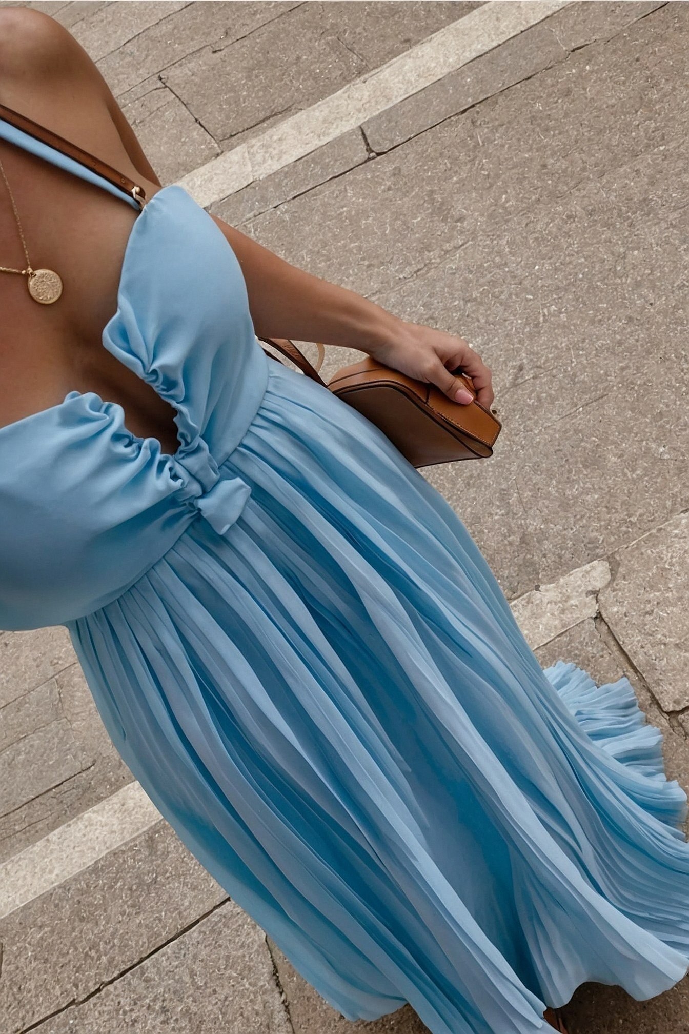 Flowing Pleats in Serene Blue