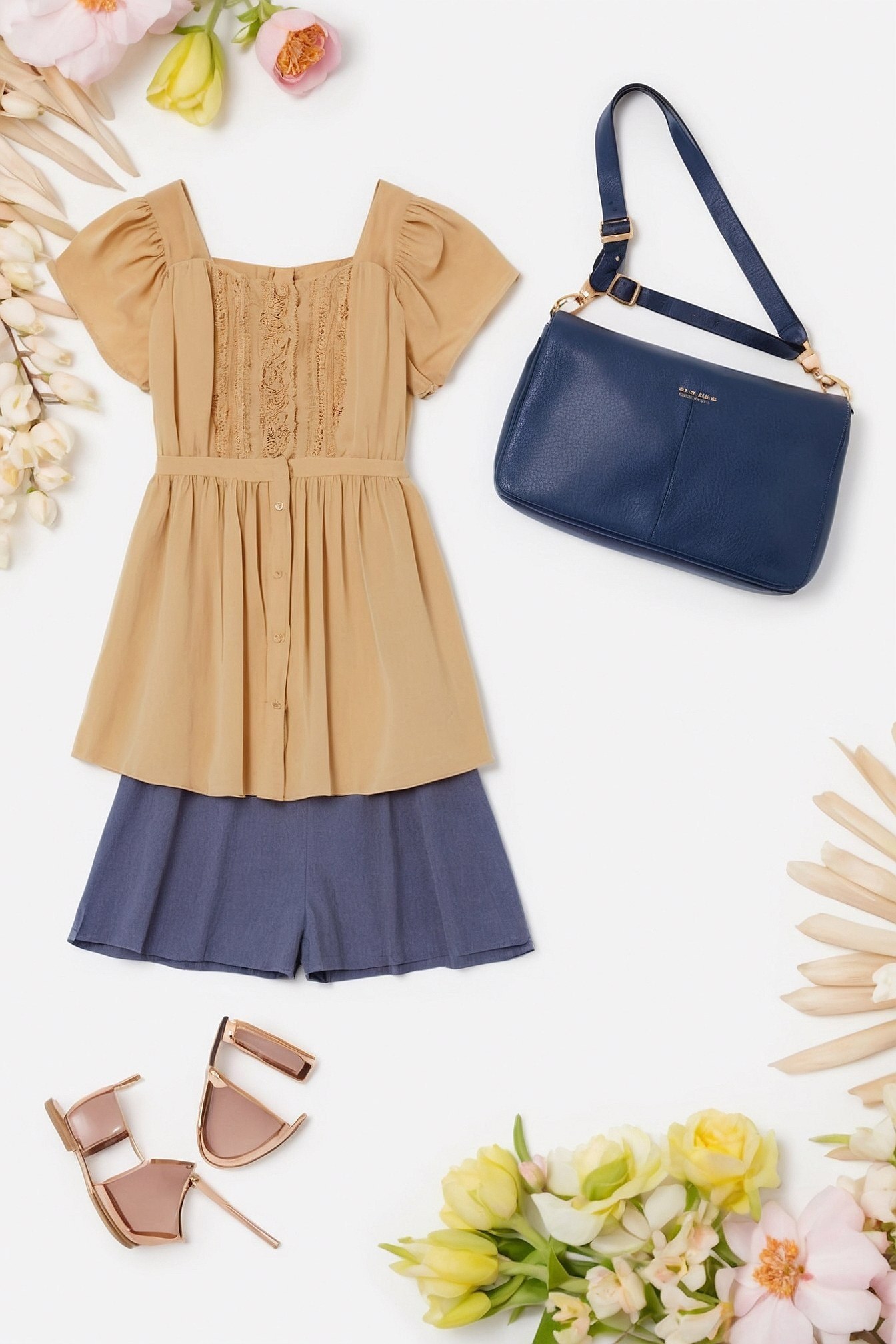 Soft fabric, lace detail, and puff sleeves