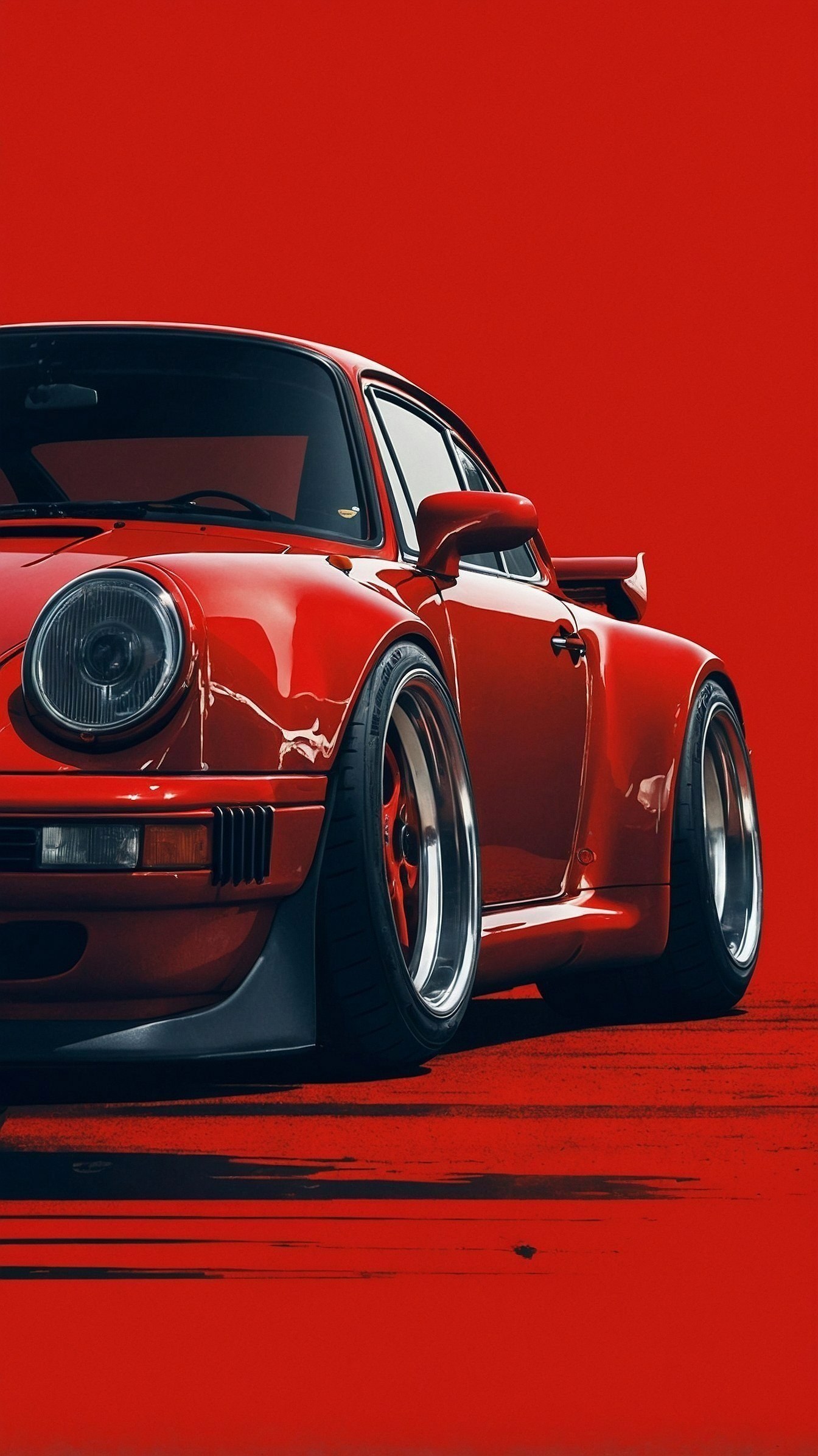 Low Angle on Gleaming Red Sports Car