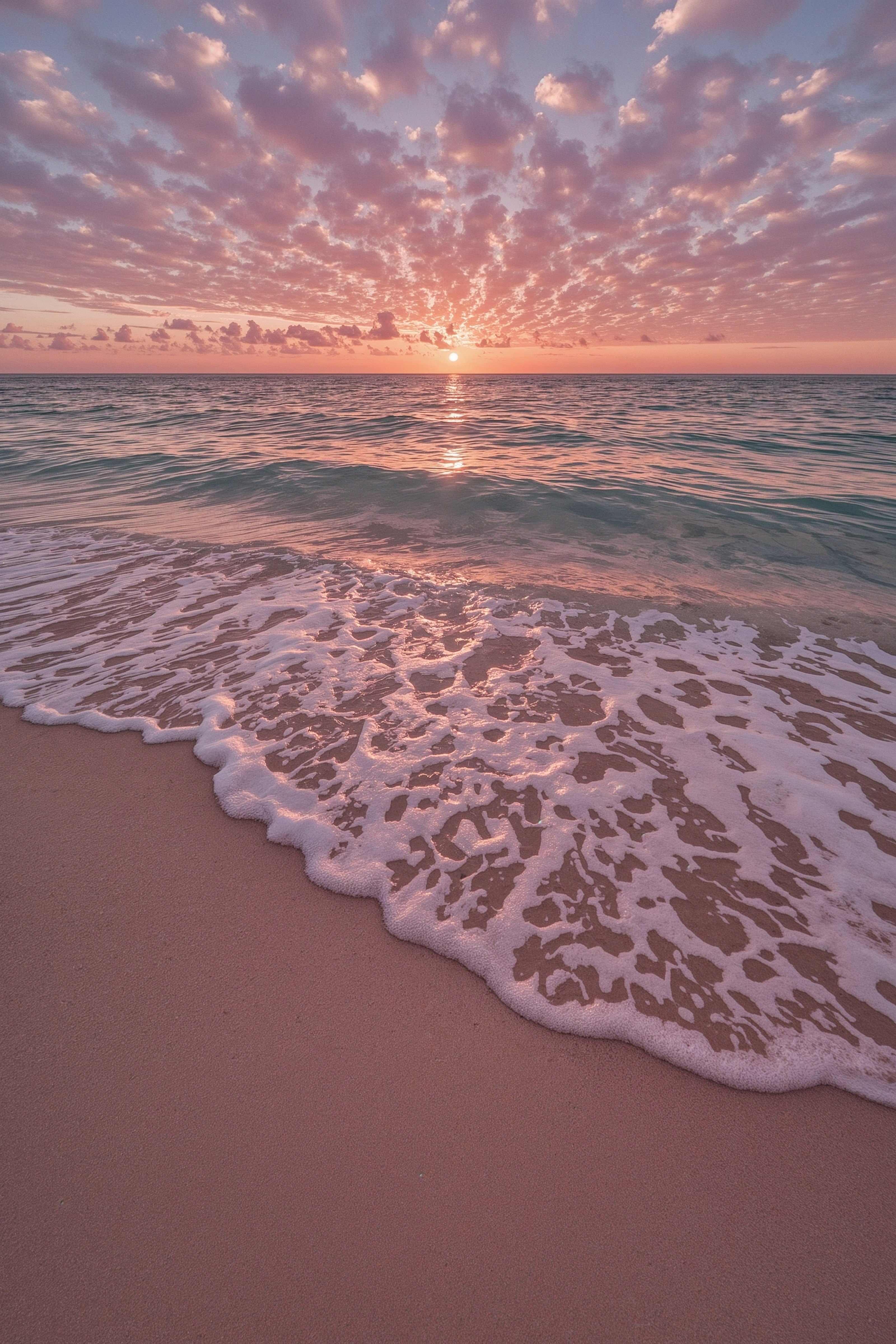 Soft Clouds and Ocean Spray Wash Over Sand