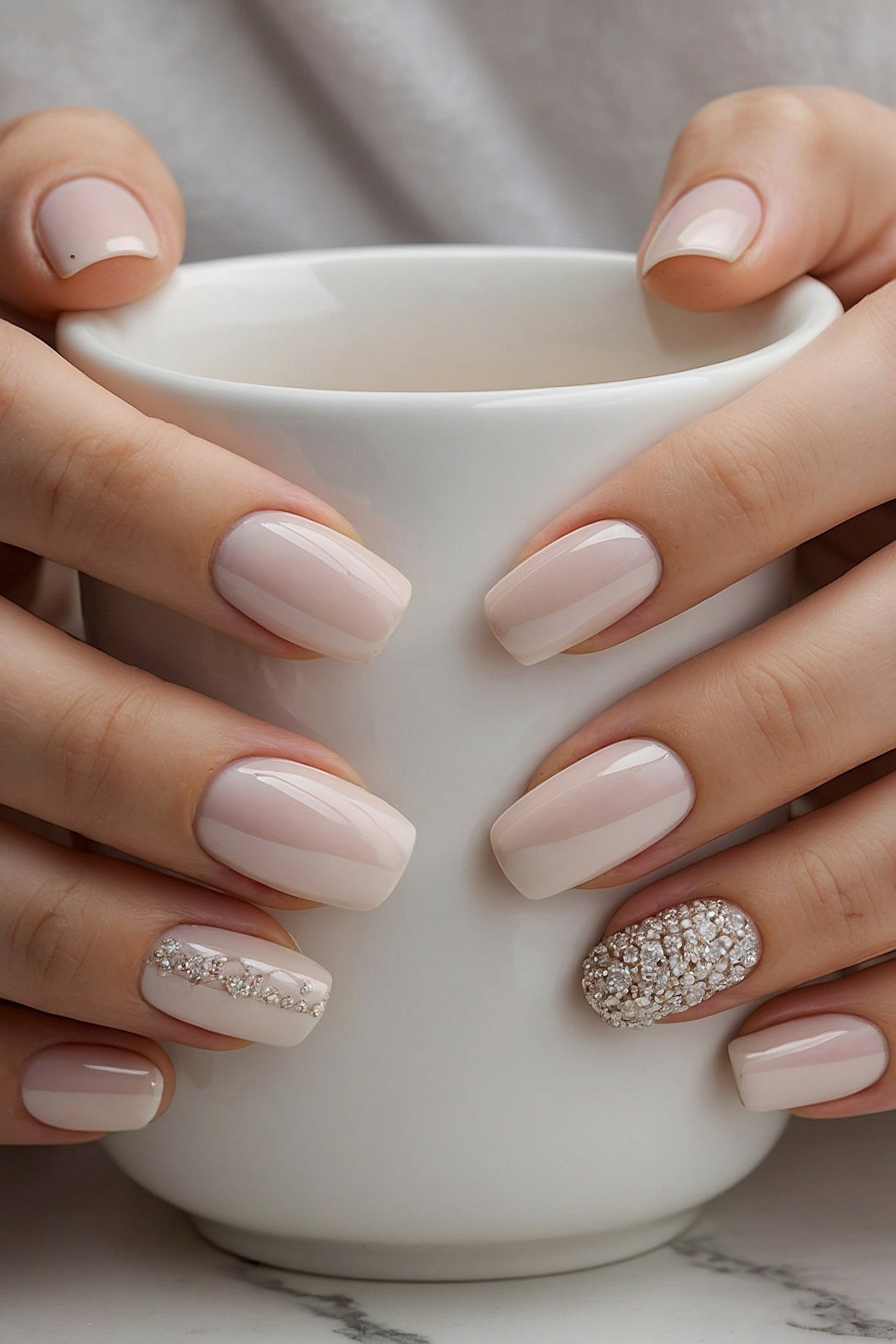 Subtle Sheen on Coffin-Shaped Nails