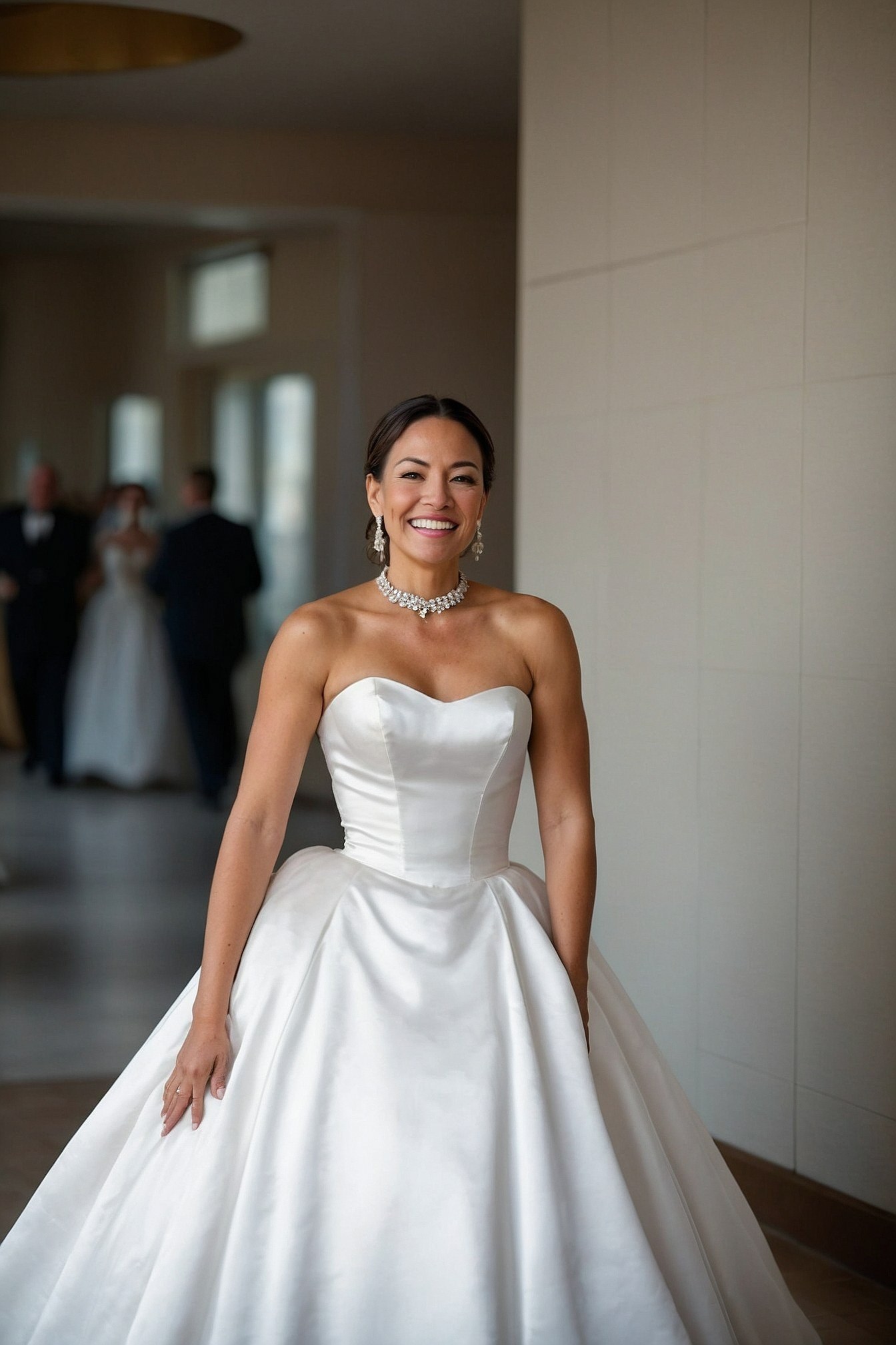 Strapless Silk Gown with Diamond Sparkle