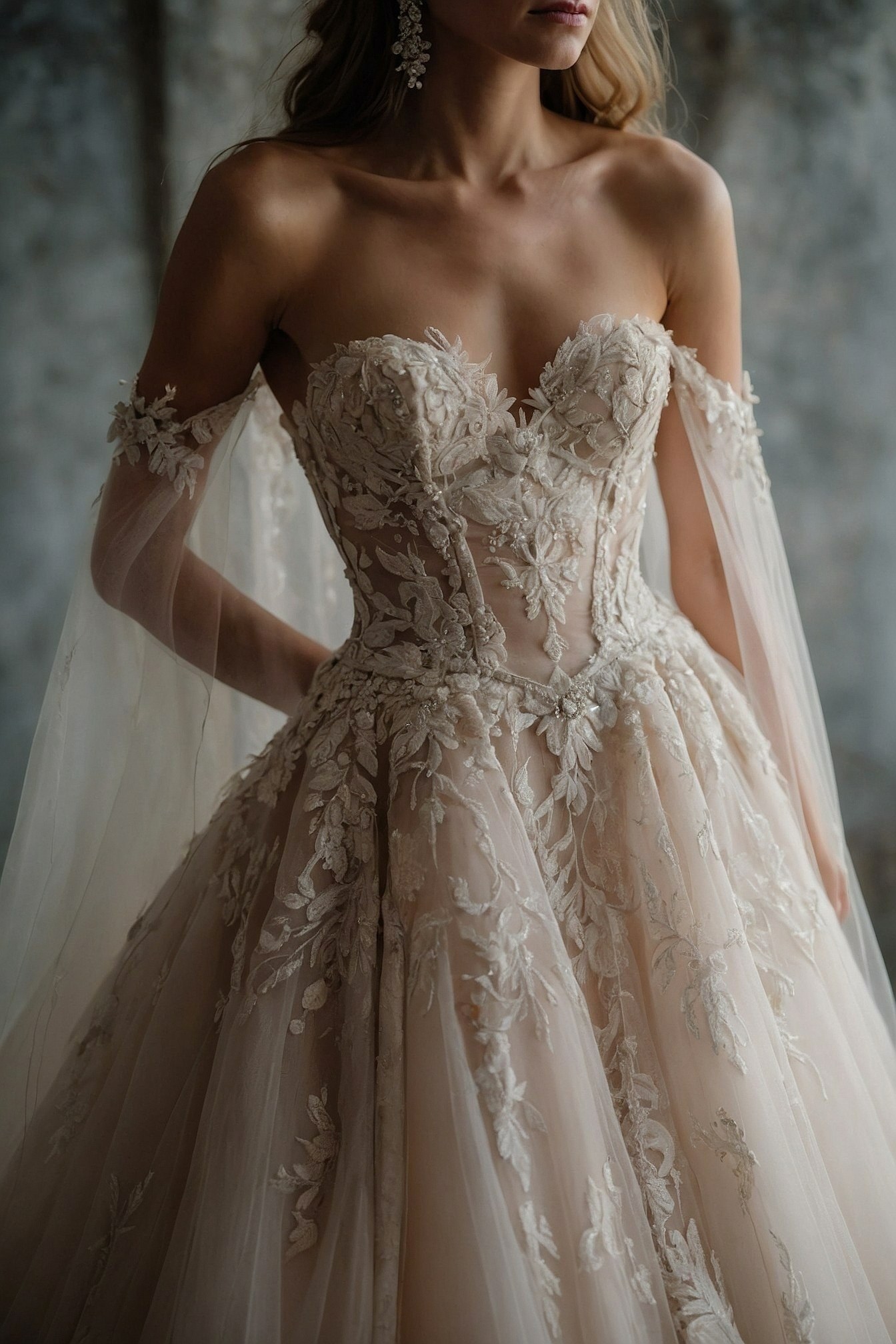 Intricate Lace Bodice with Flowing Sleeves