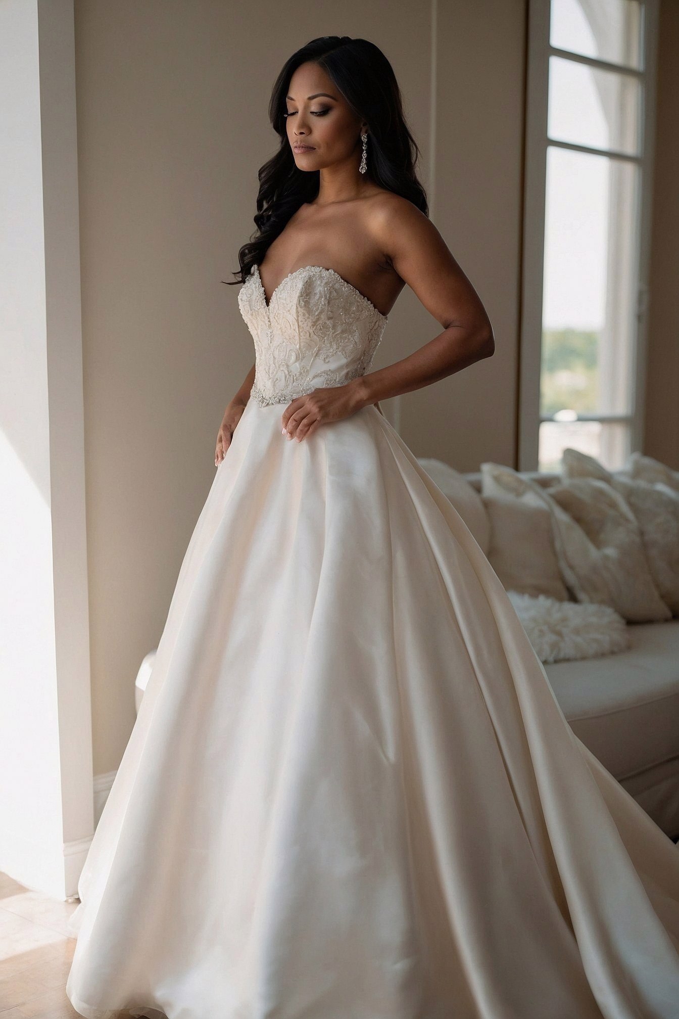 Strapless Gown With Delicate Beading