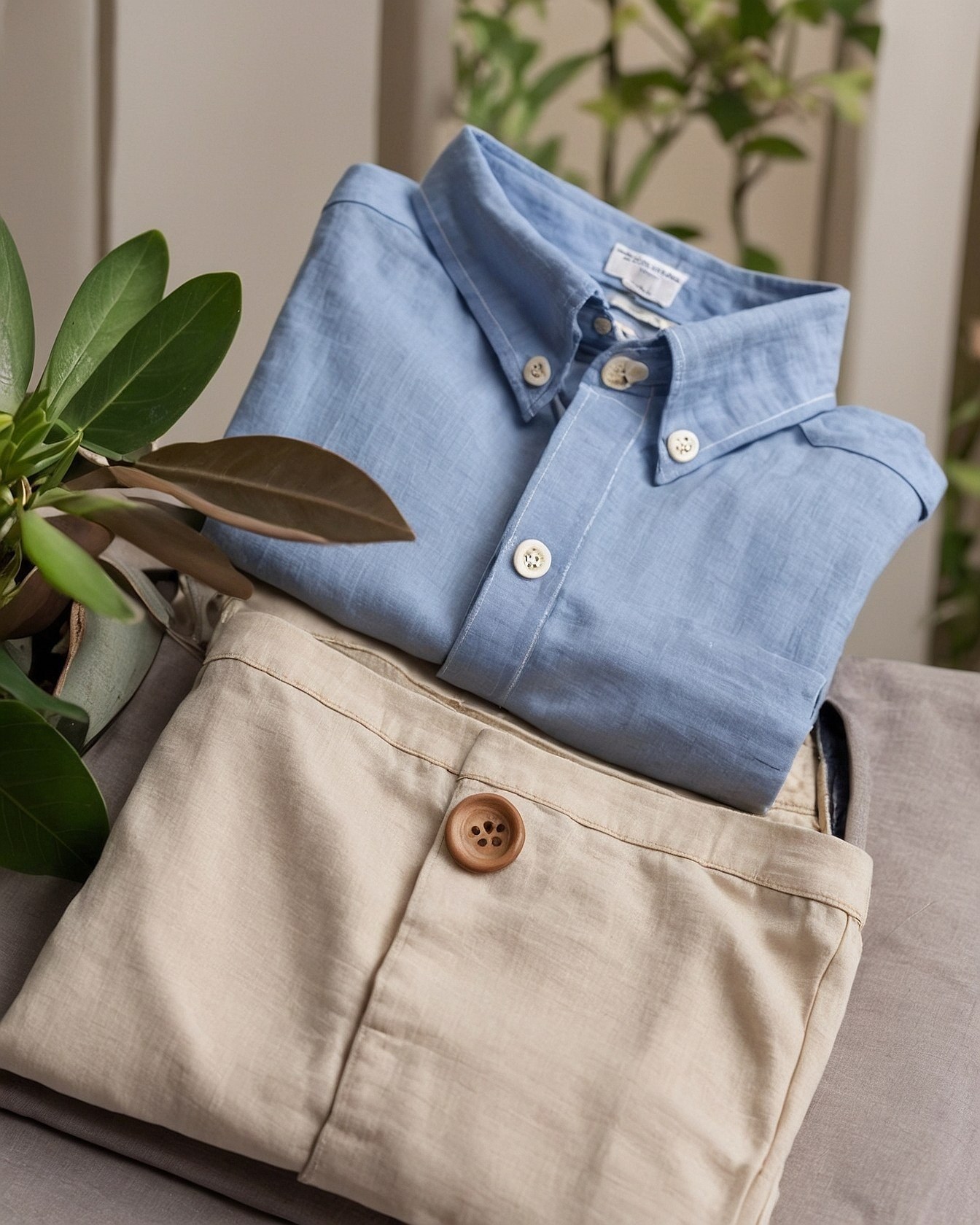 The soft drape of linen, a gentle blue hue