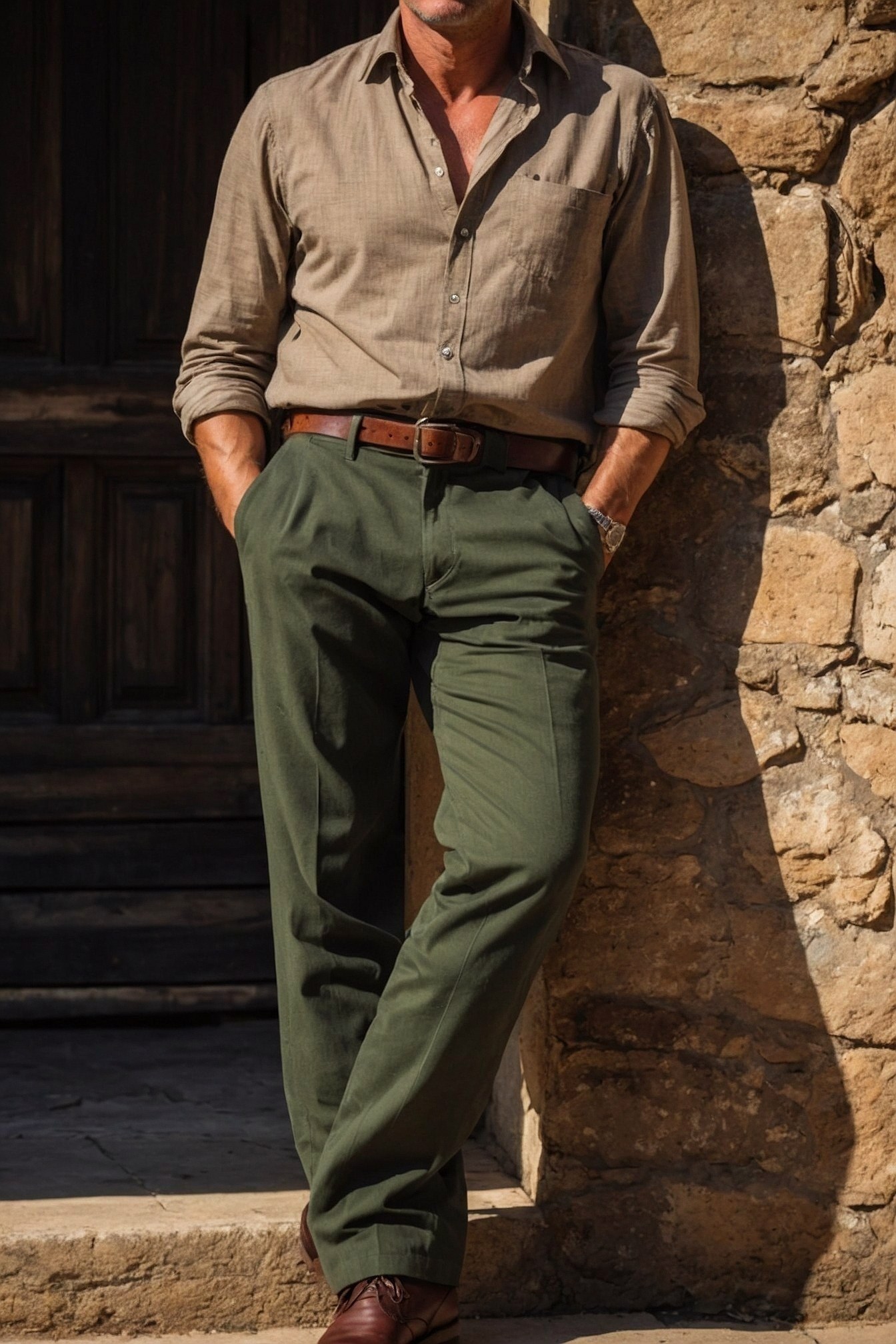 A Gentle Drape of Khaki Linen