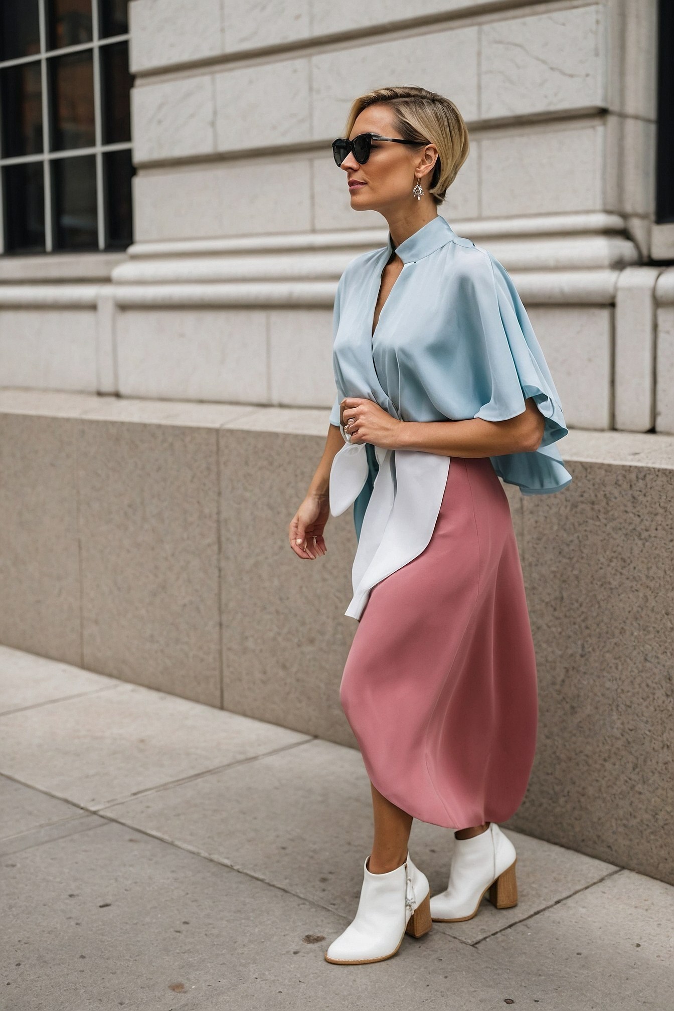 Soft draping meets structured silhouette