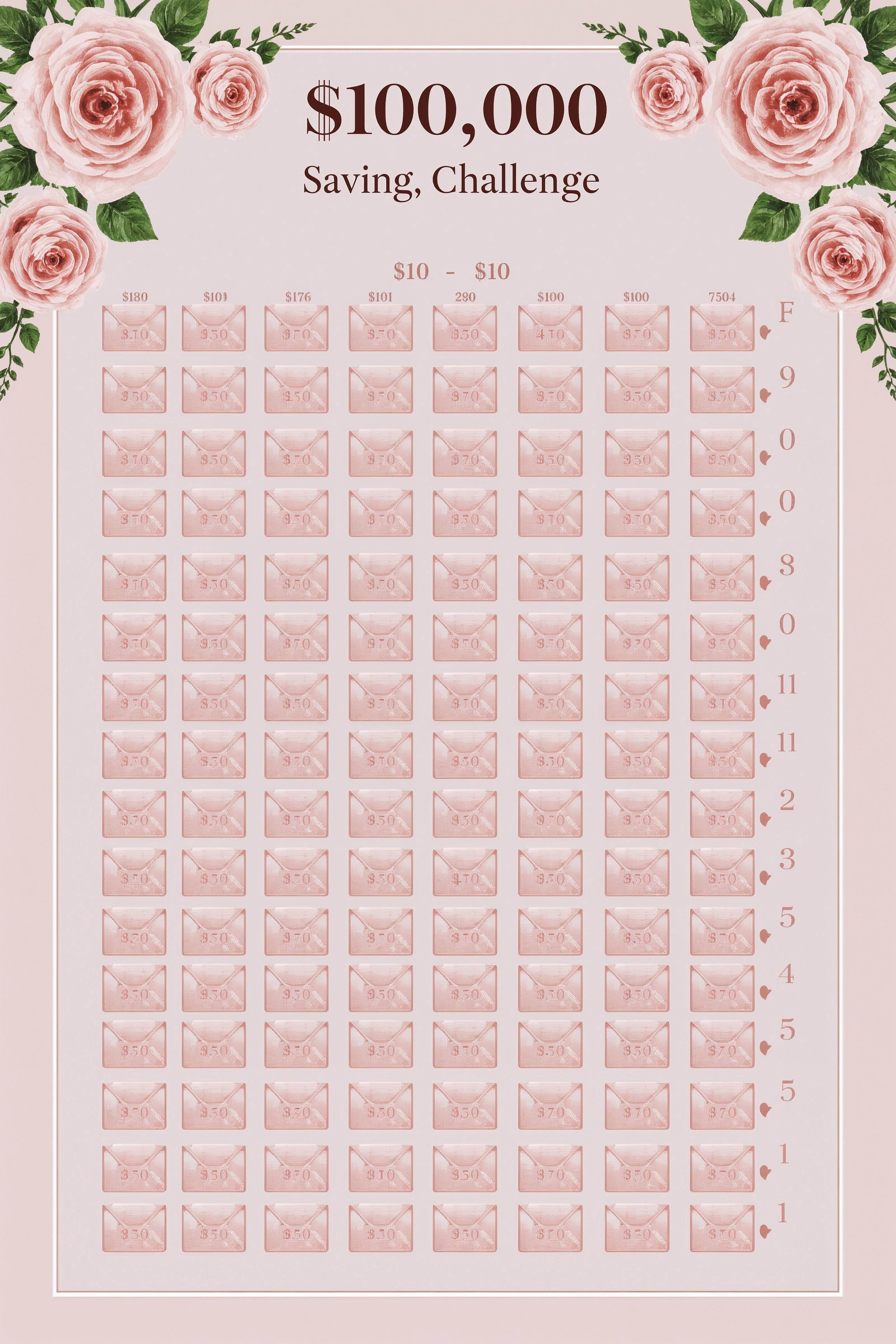 Soft pink envelopes charting a savings course