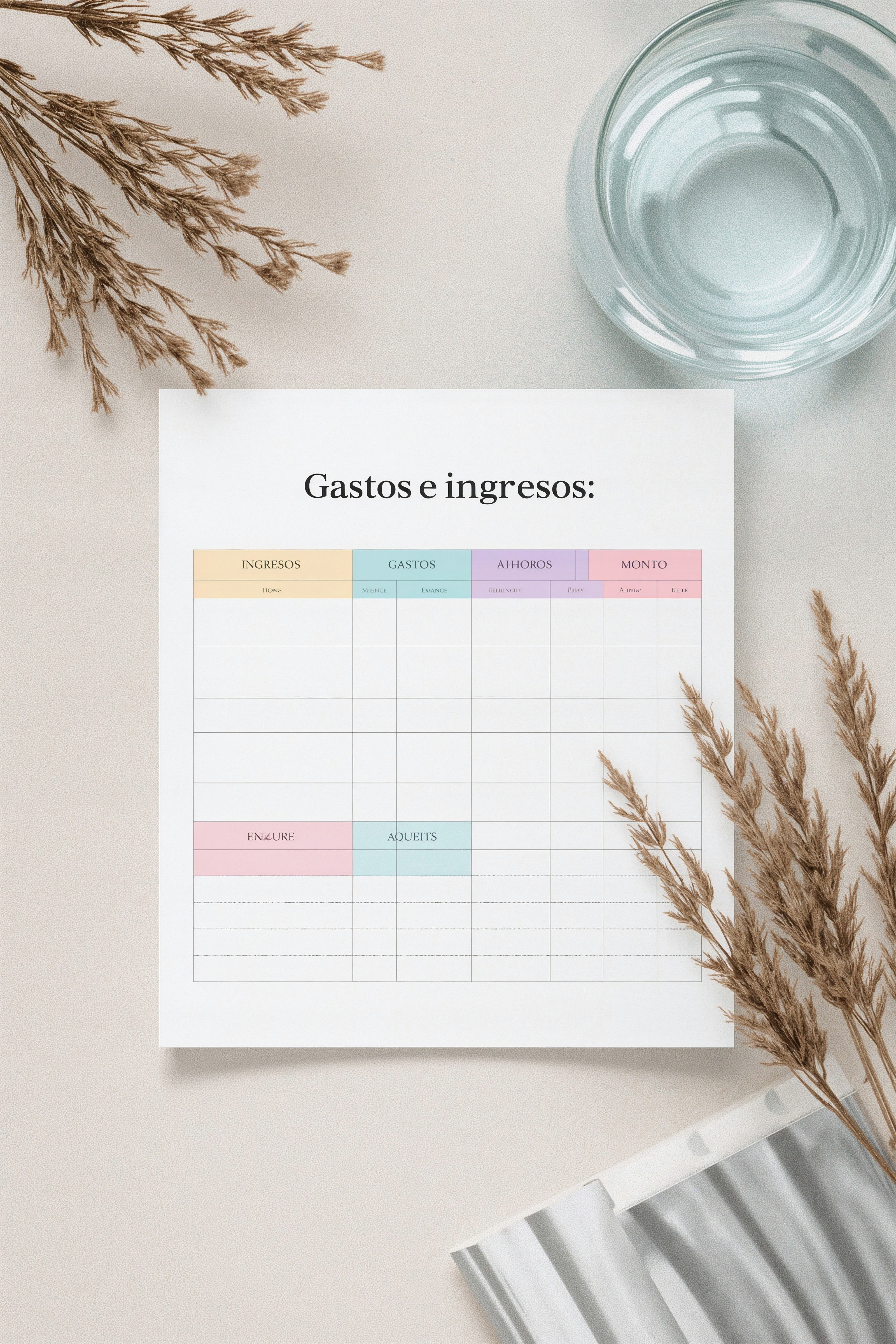 A Sheet of Paper with Pastel Headers