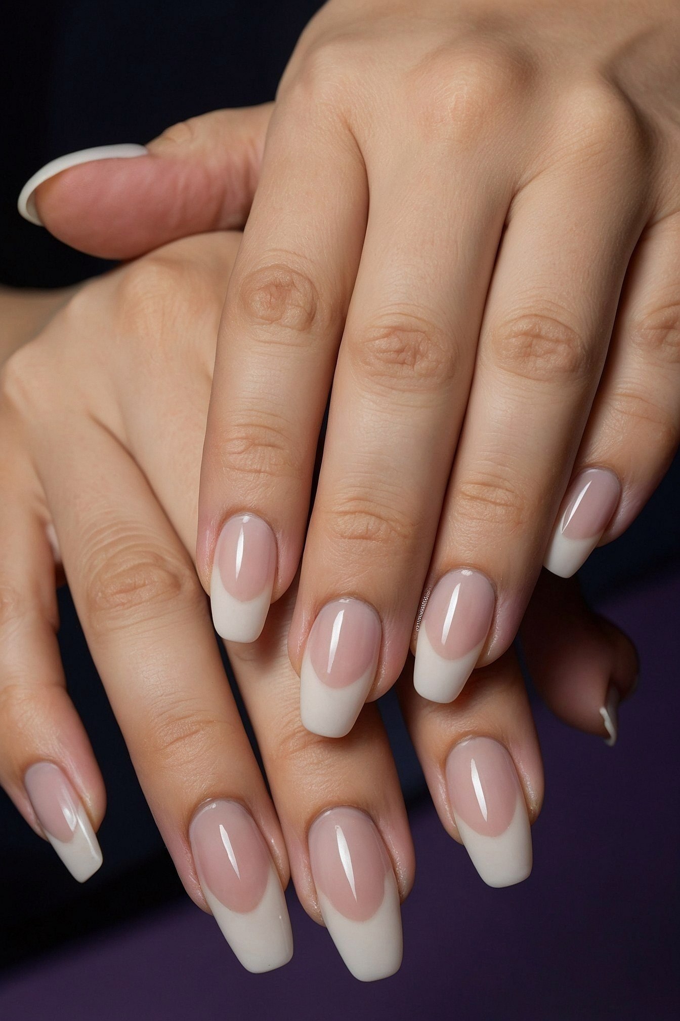 Soft French Tips with Creamy White Accents
