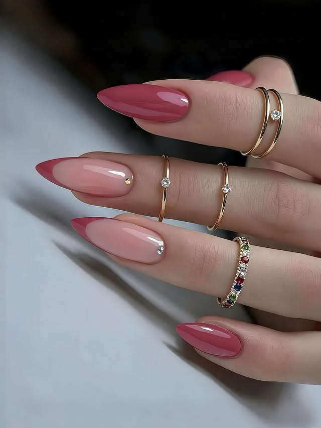 Minimalist Red Dot Accents On French Tips
