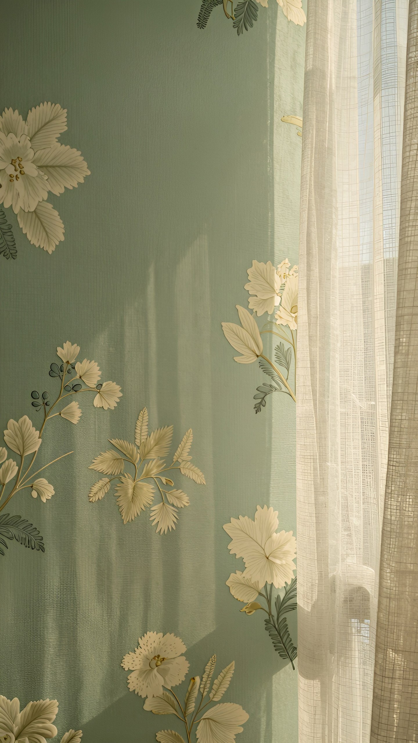 Creating a Calm Vibe with Soft Green Floral Wallpaper