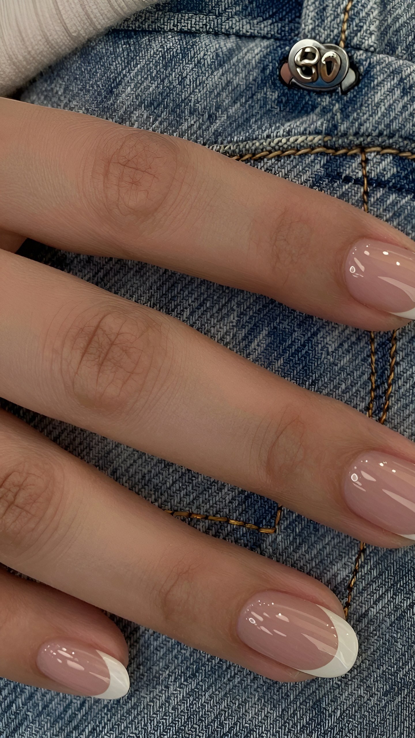 Minimalist White Tips on Short Rounded Nails