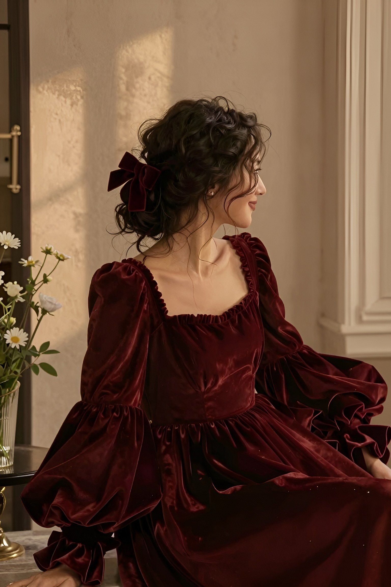 Styling Velvet Ruby Red Gowns for Cold Weather
