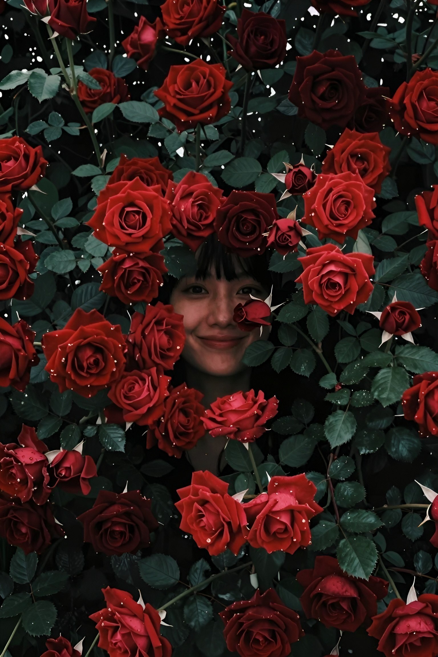 Using Deep Crimson Rose Blooms for a Moody Phone Background