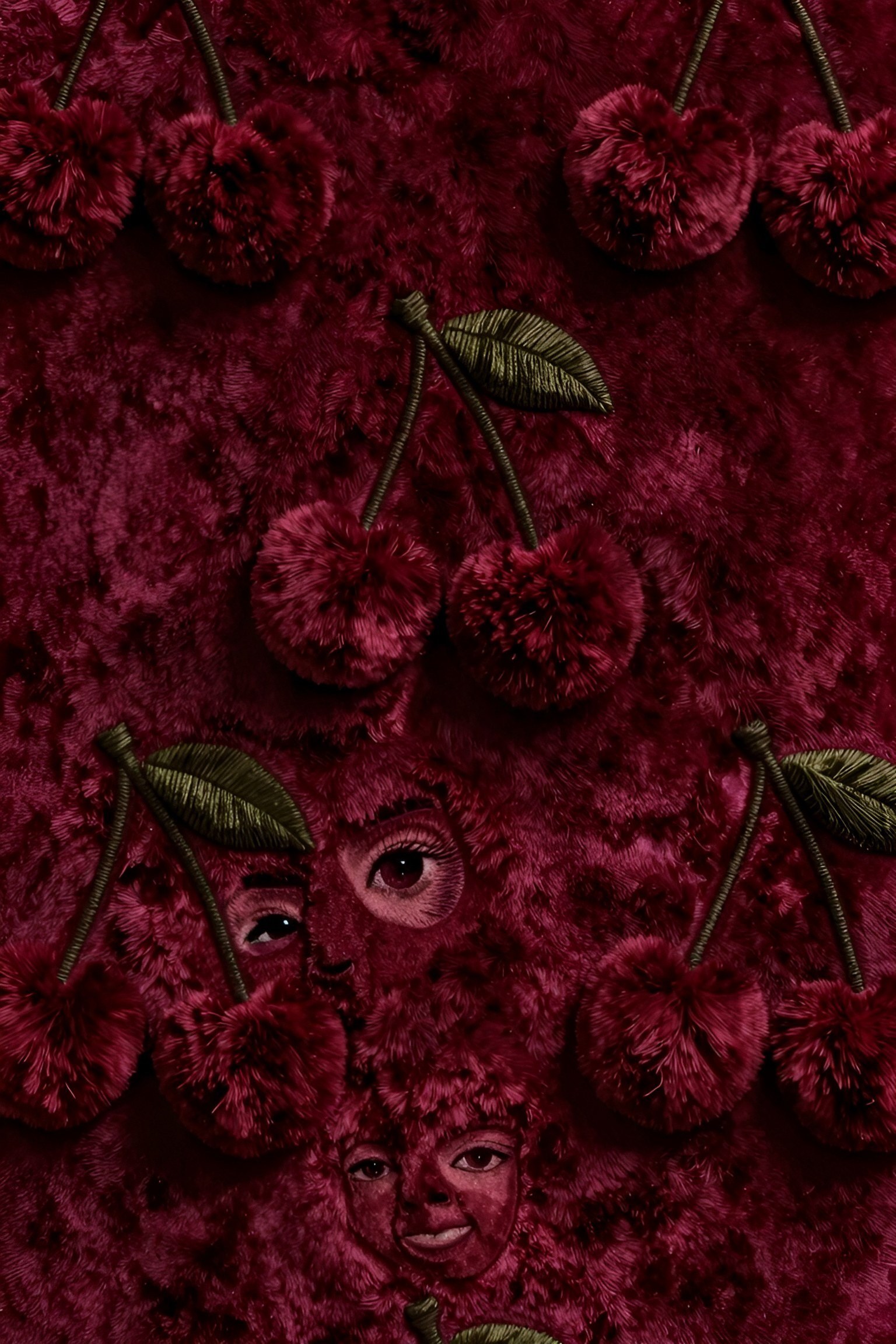 Rich Cherry and Velvet Texture Wallpaper Backgrounds