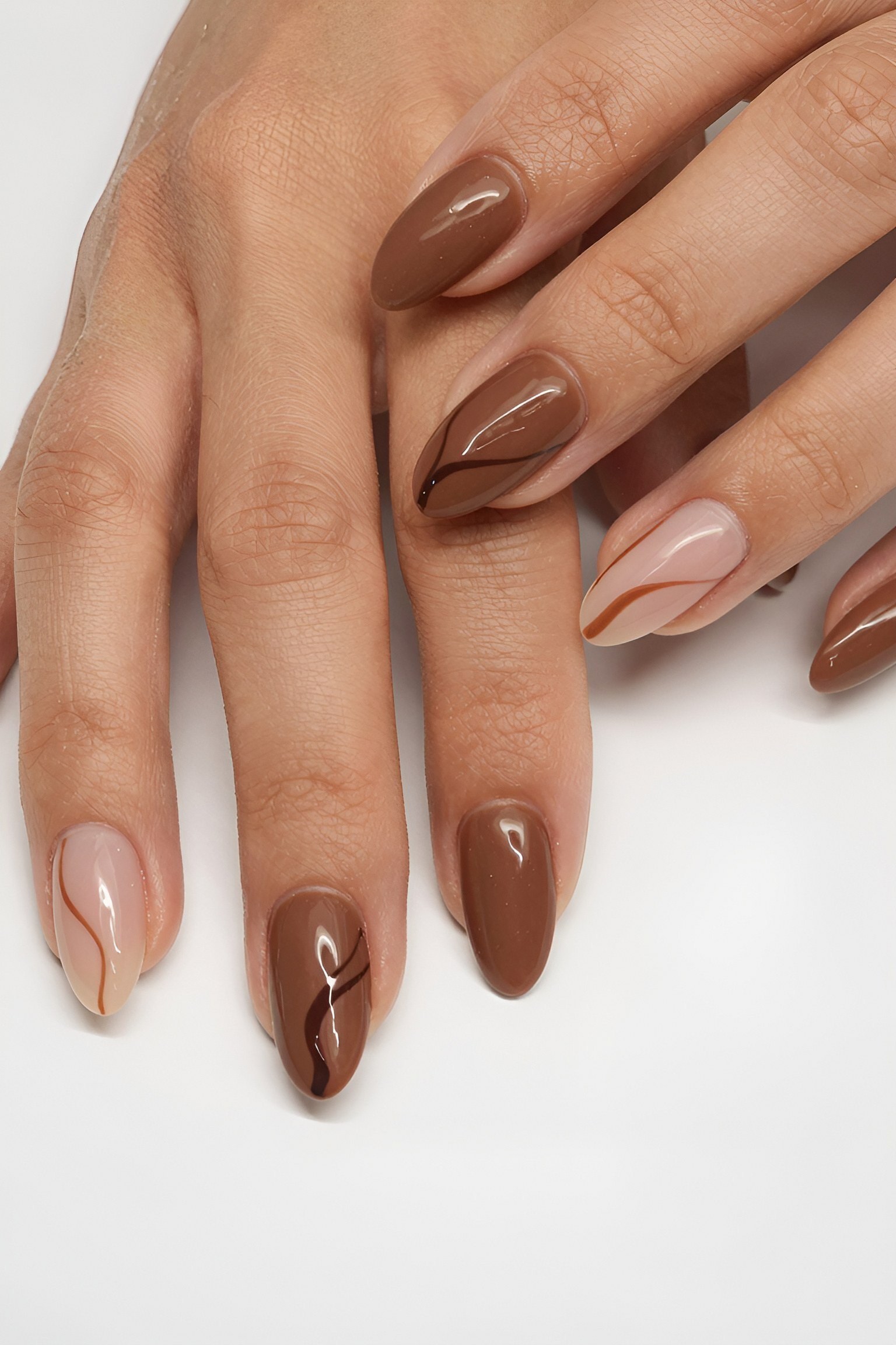 Understanding Brown Abstract Wave Nail Art