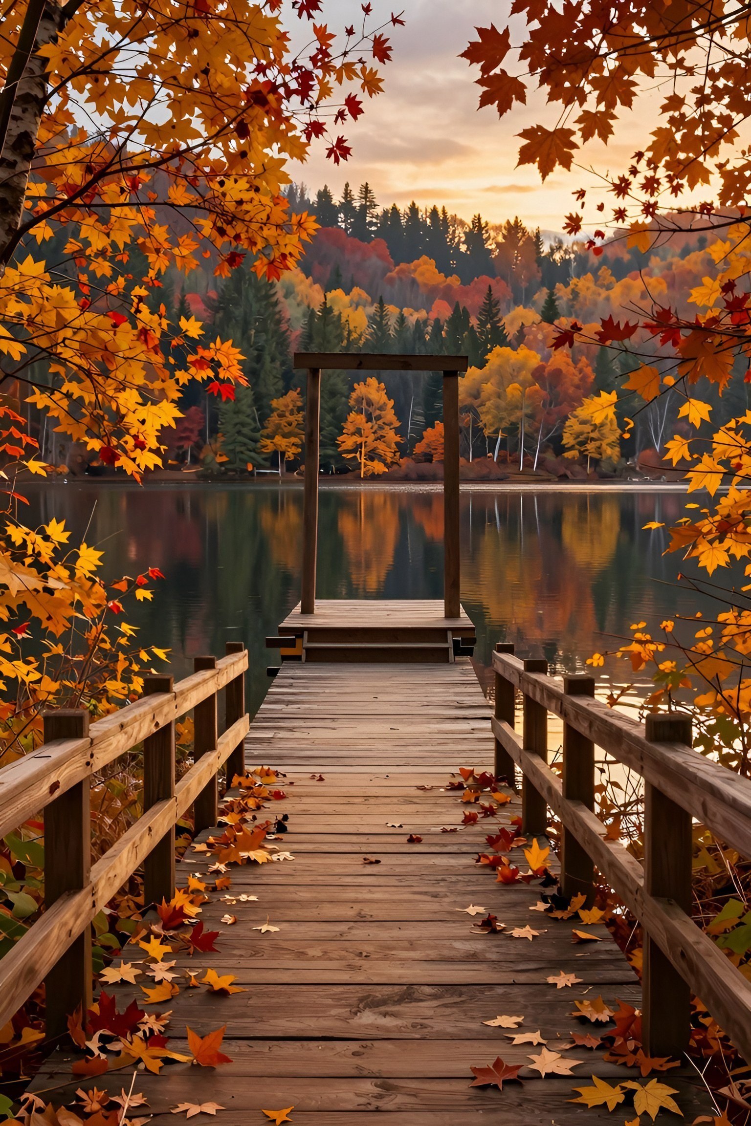 Designing a Wooden Dock Autumn Wallpaper