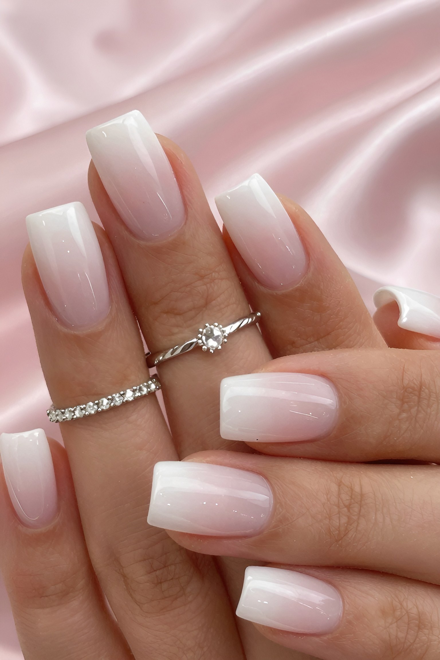 Classic White Ombre SNS Nails for a Clean Look