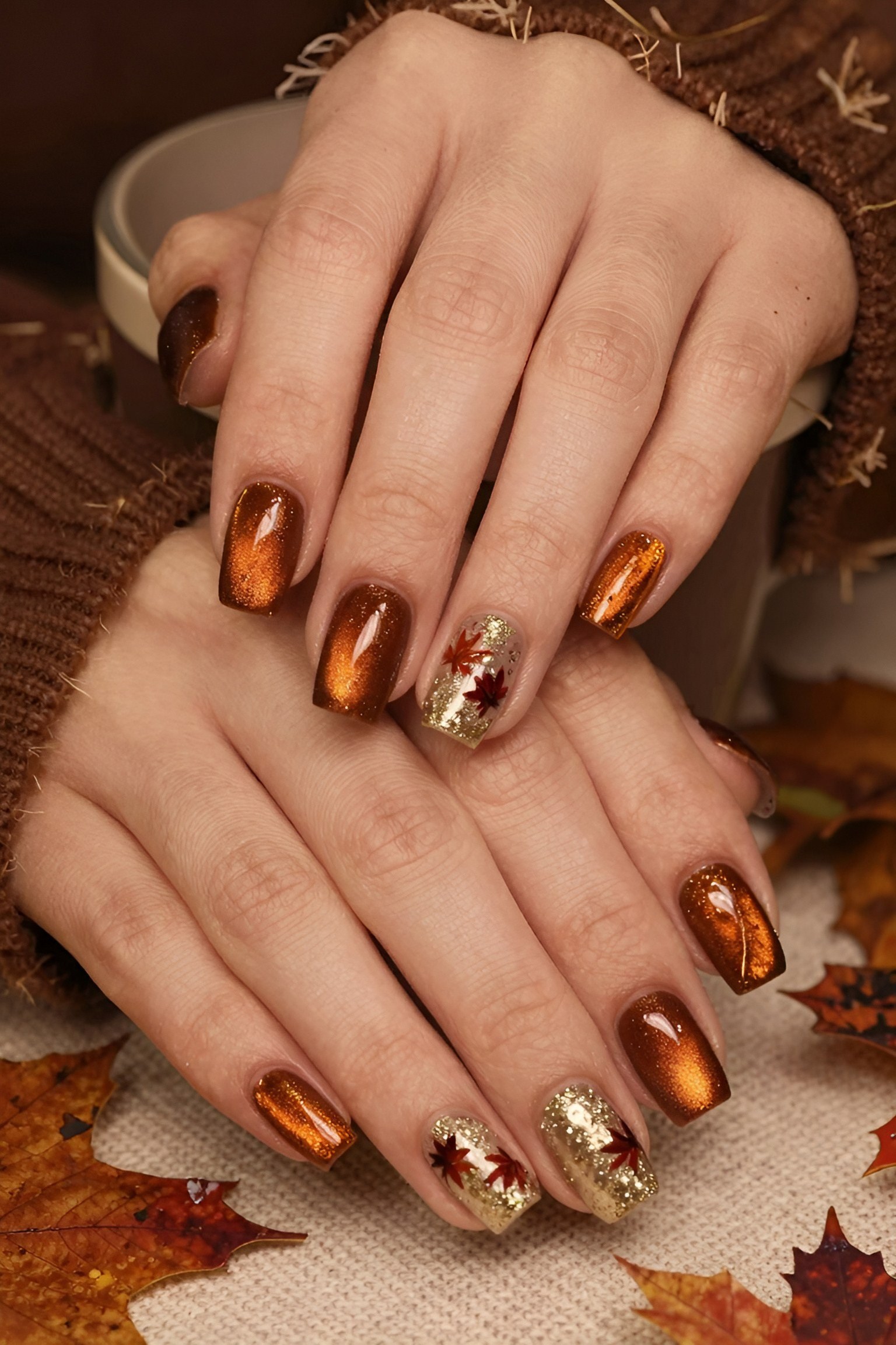 Understanding Copper Cat Eye Nails with Maple Leaves