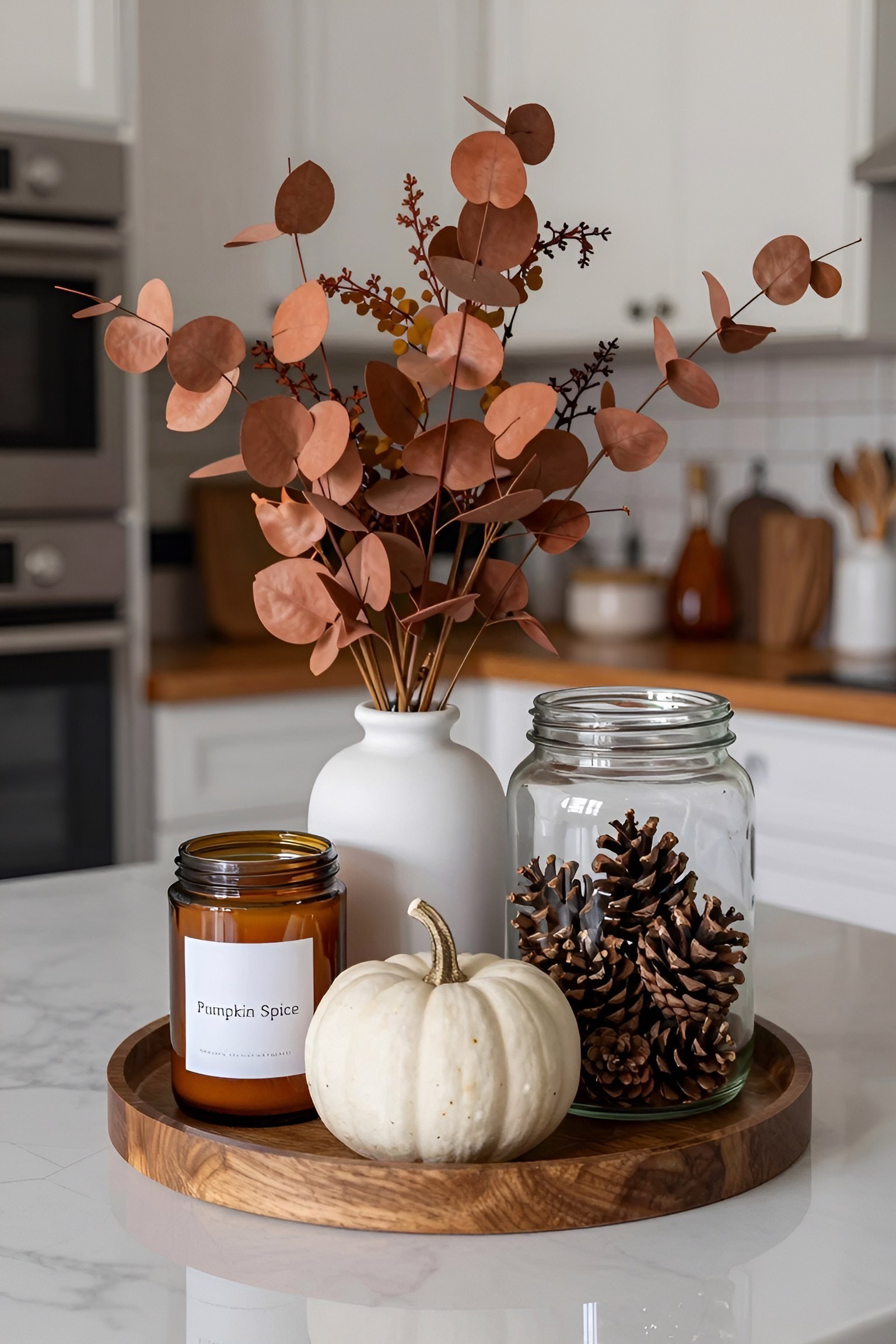Styling a Wooden Tray with Autumn Accents