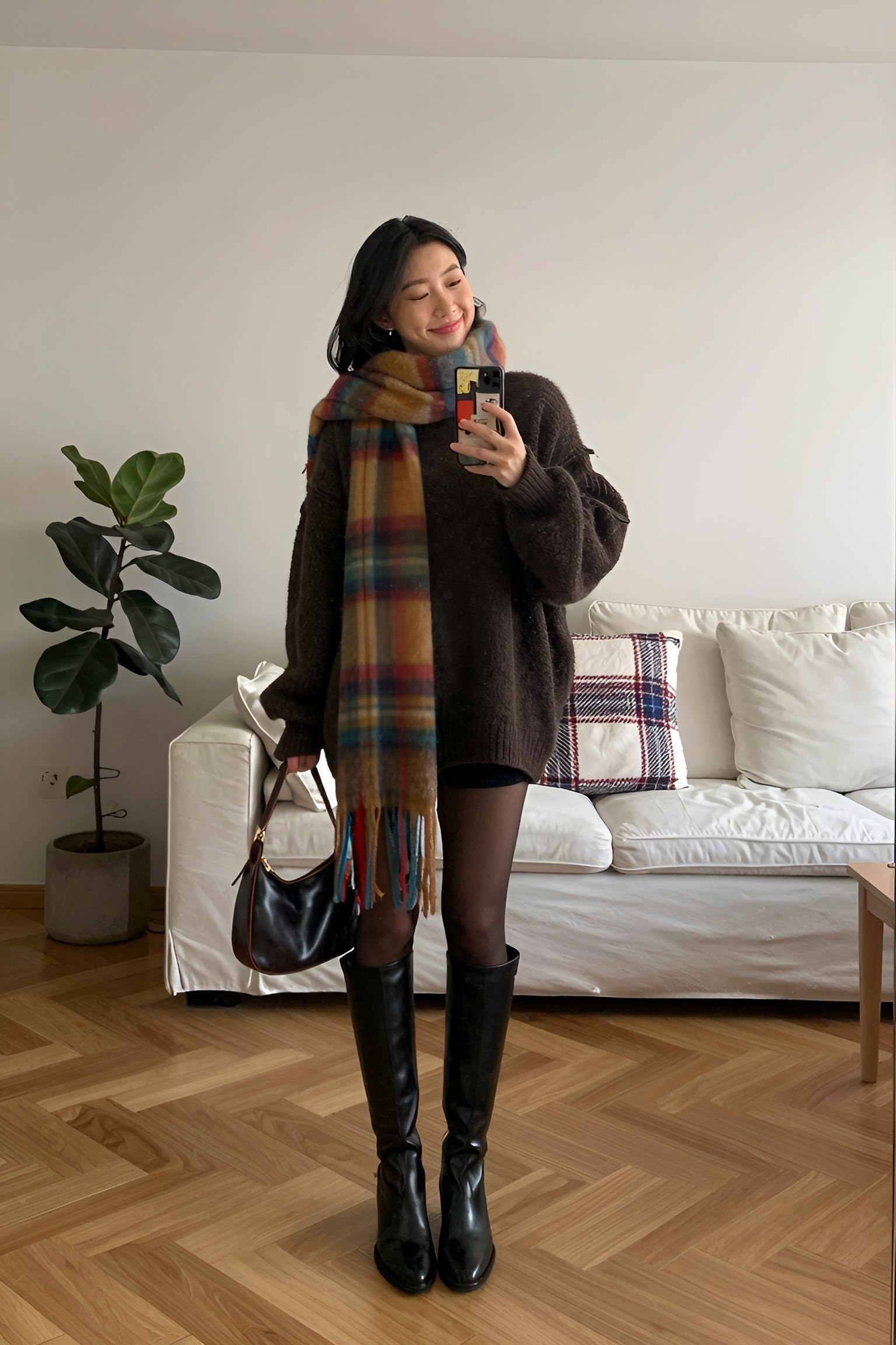 Pairing Tall Boots with Chunky Knit Sweaters