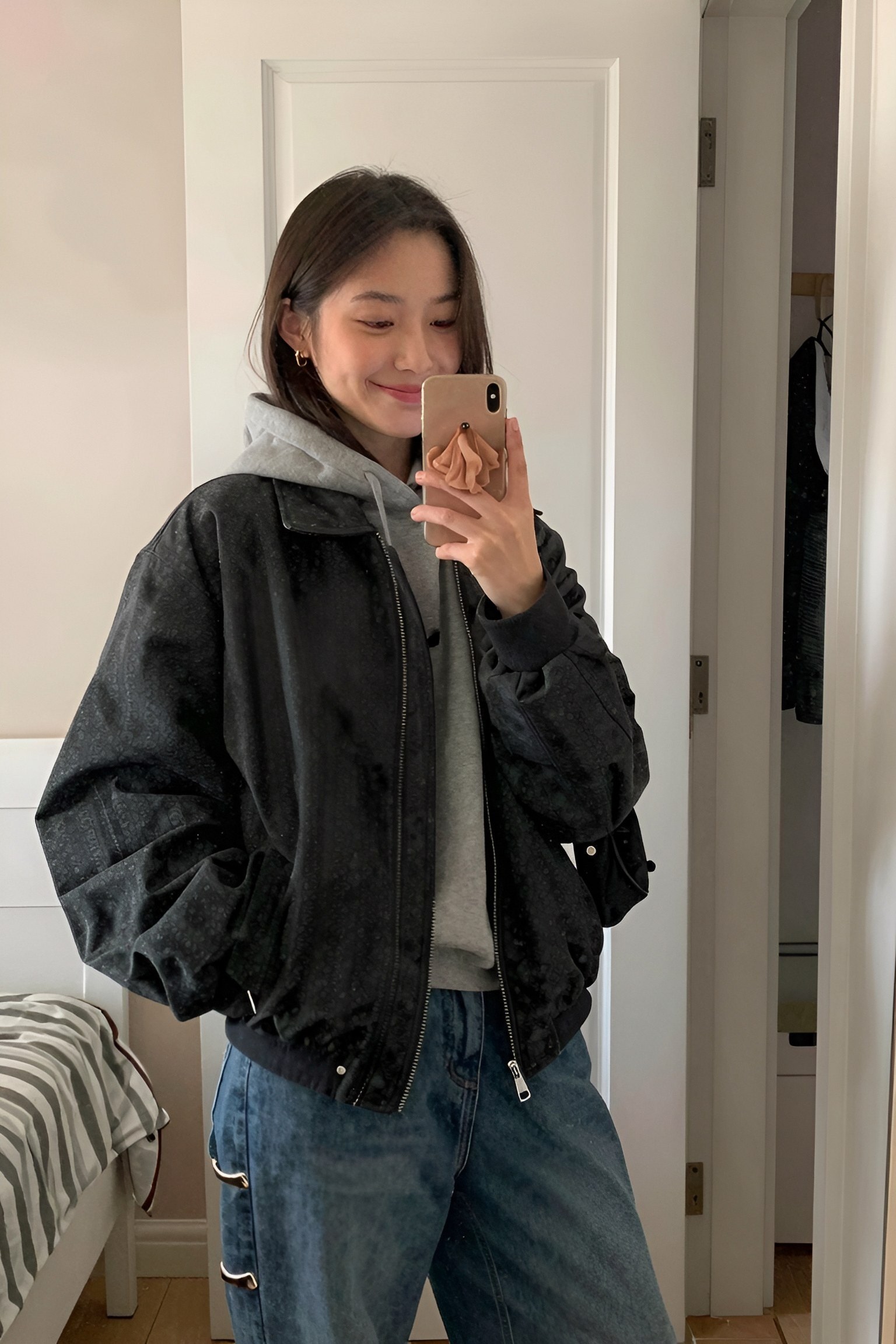 Layering a Zip Hoodie Under a Bomber Jacket
