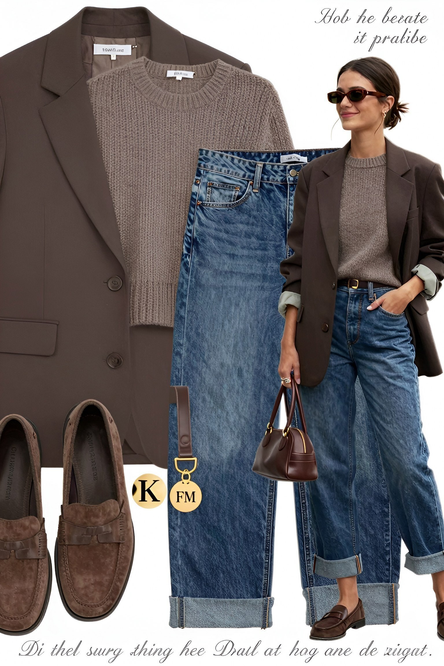 Pairing a Brown Blazer With Blue Denim