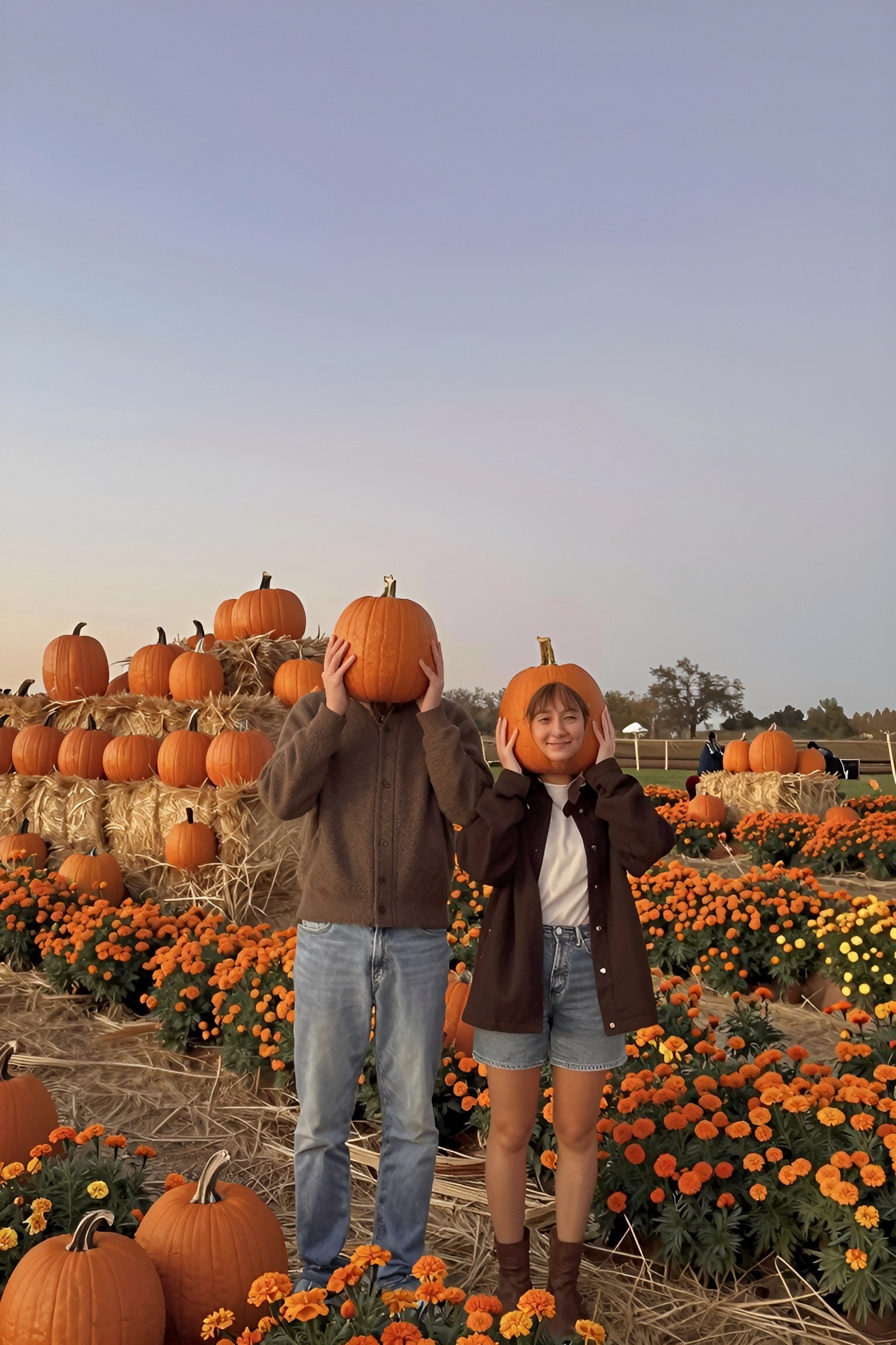 Fun Headless Pumpkin Couple Poses for Your Shoot