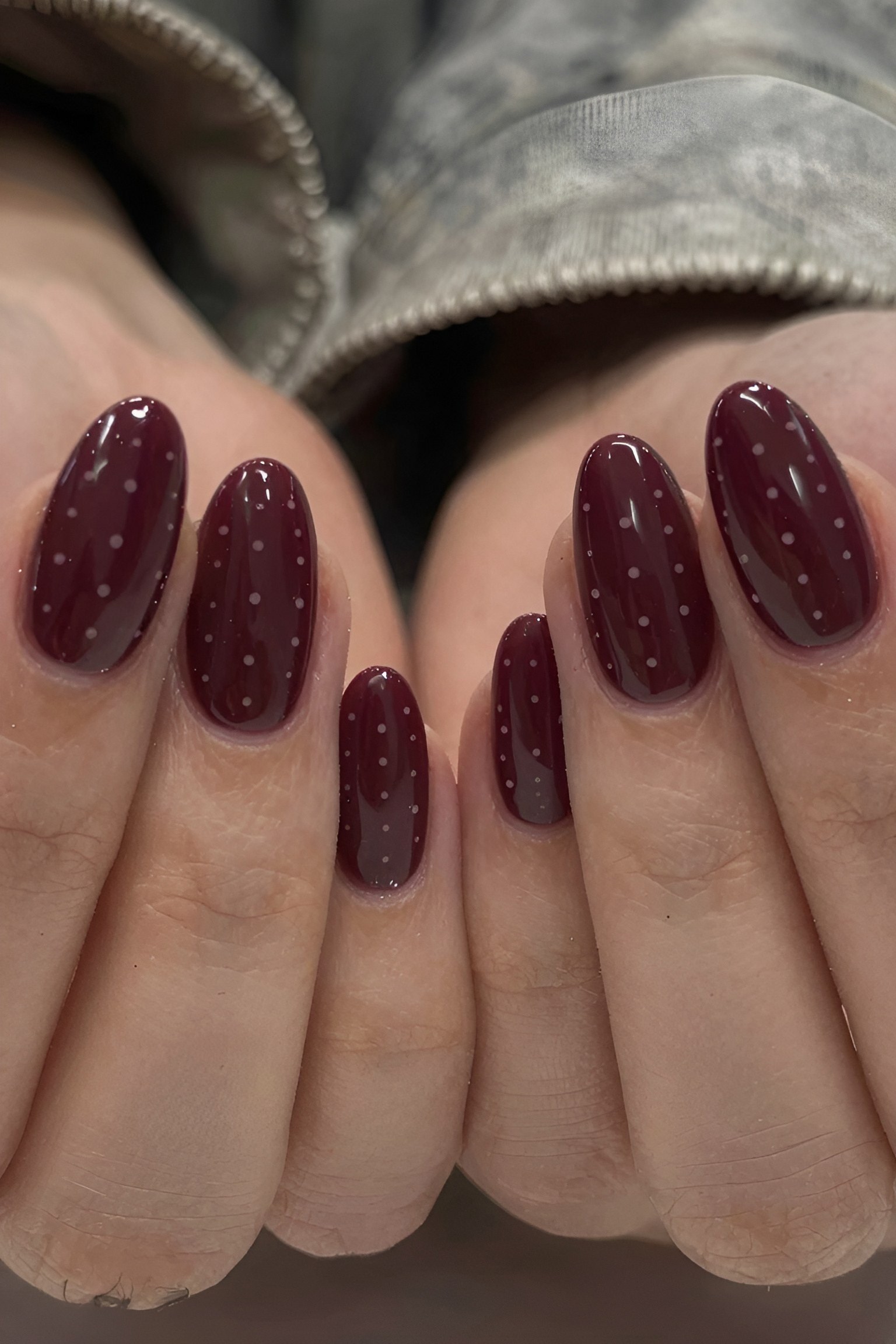 Getting Started With Burgundy Dot Nails