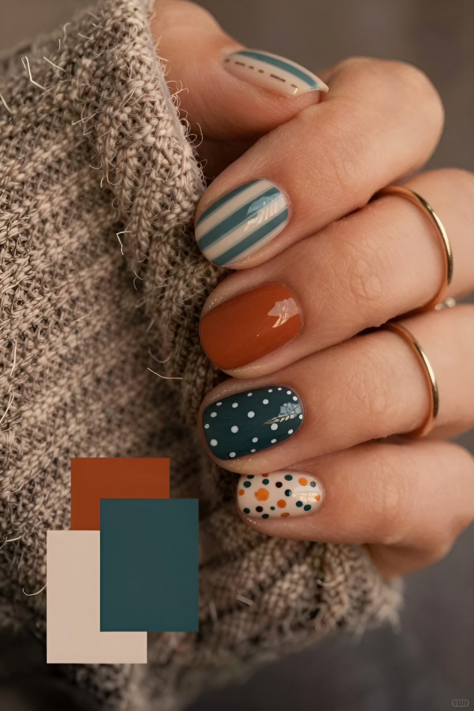 Adding Playful Polka Dots And Stripes To Your Fall Manicure