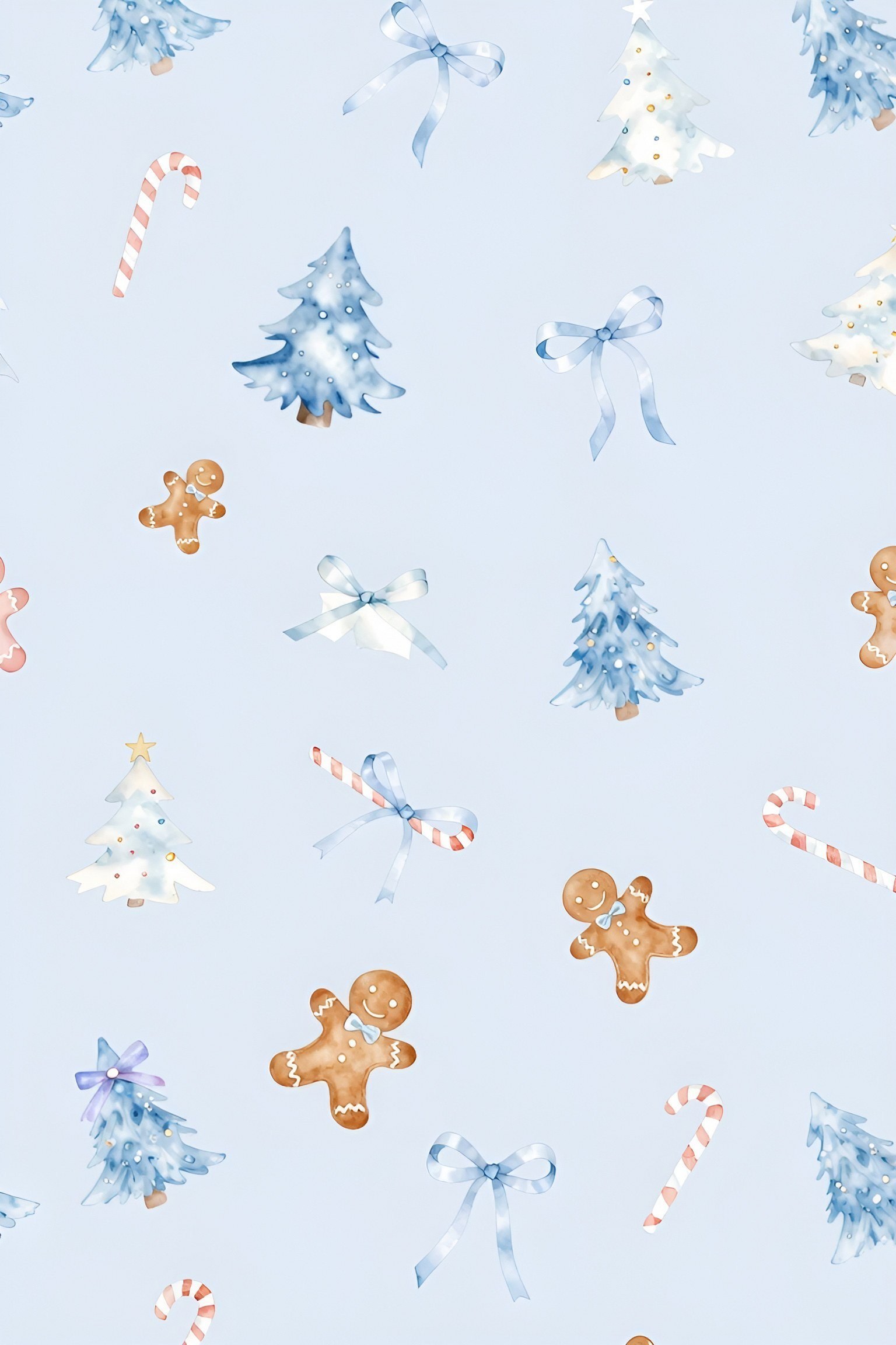 Soft Blue Watercolor Christmas Tree Backgrounds