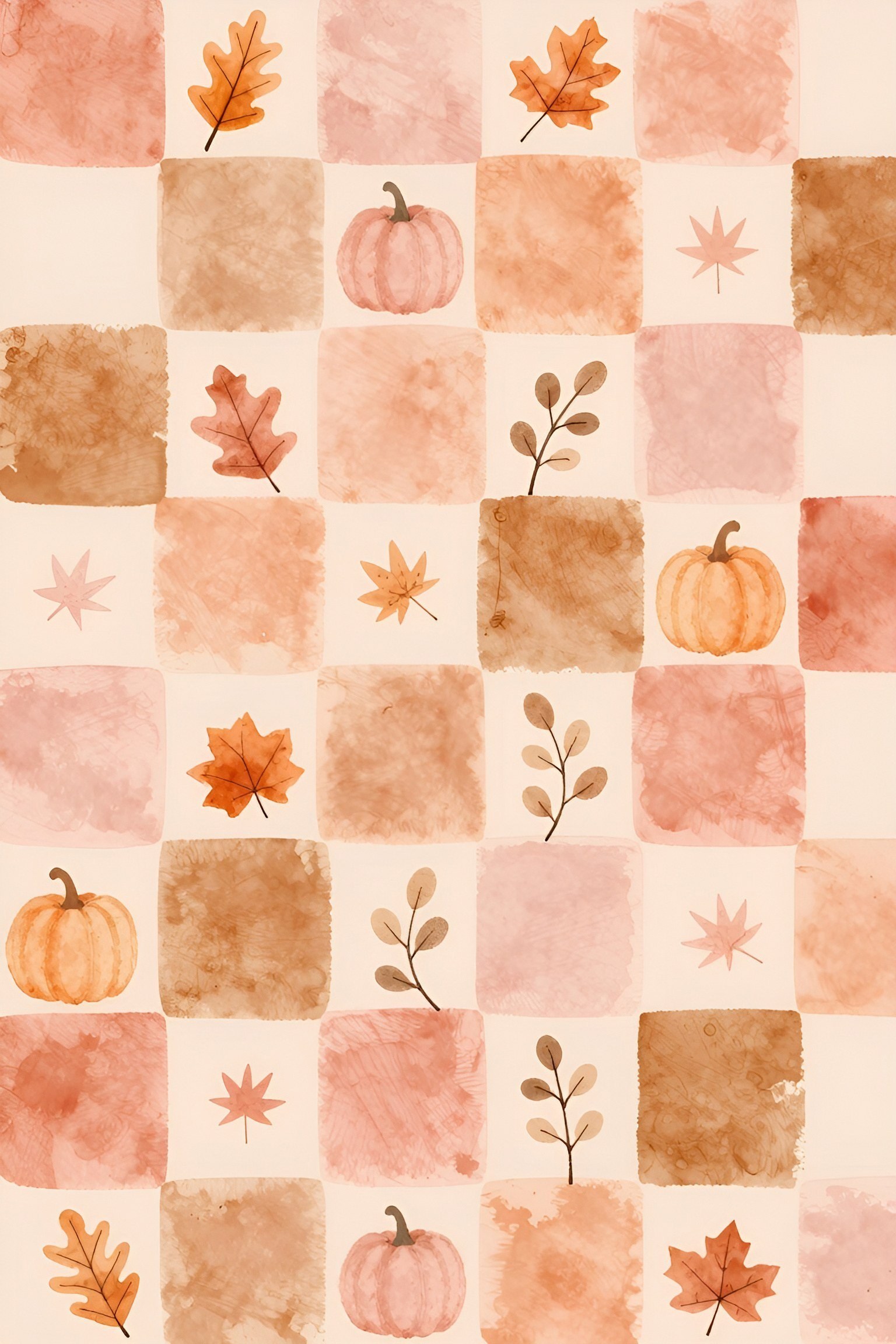 Bringing Watercolor Checkerboard Patterns Into Your Autumn Digital Decor