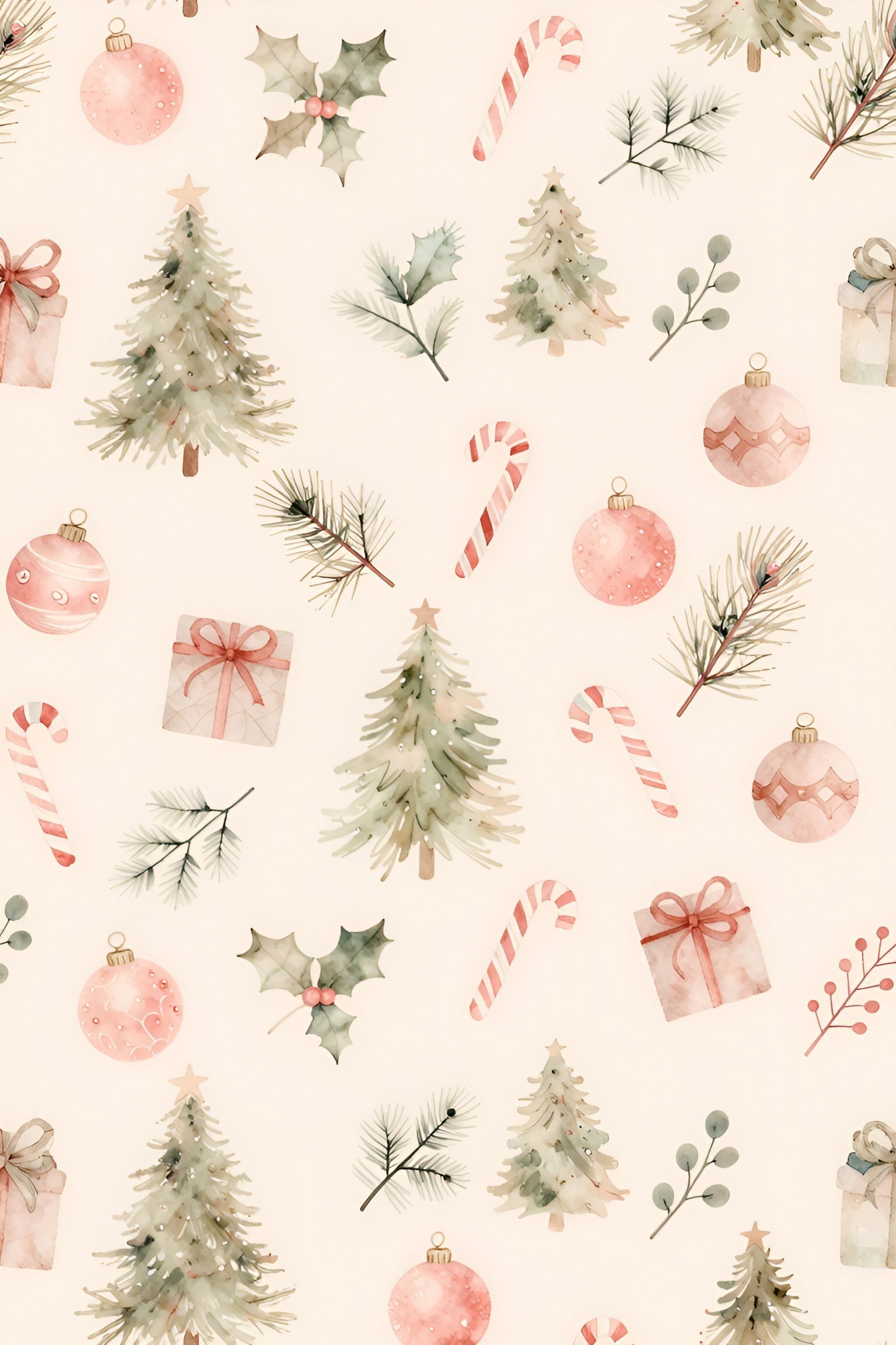 Soft Watercolor Holiday Patterns for Your Screen