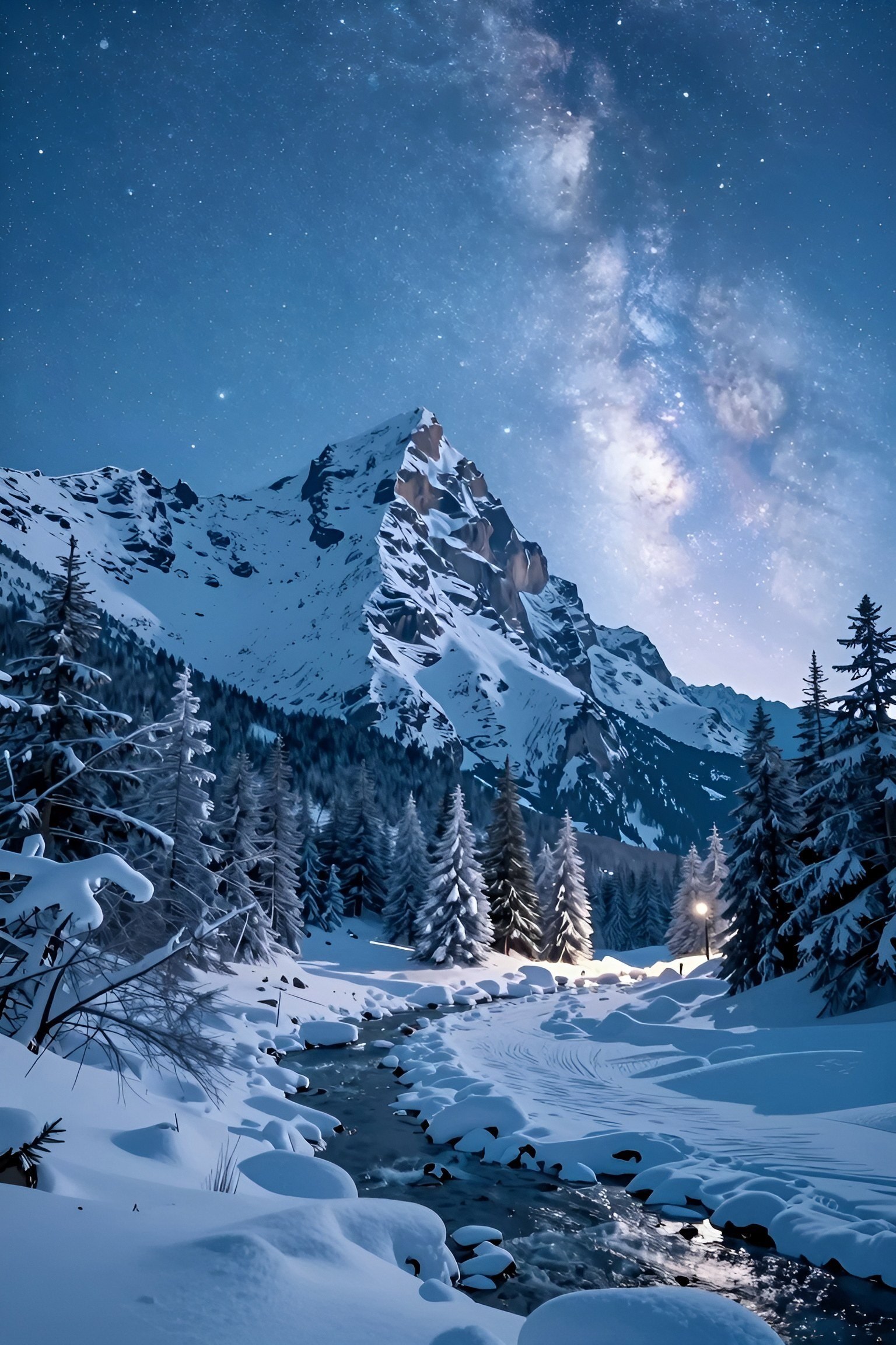 Starry Mountain Night Skies for Winter Phone Backgrounds