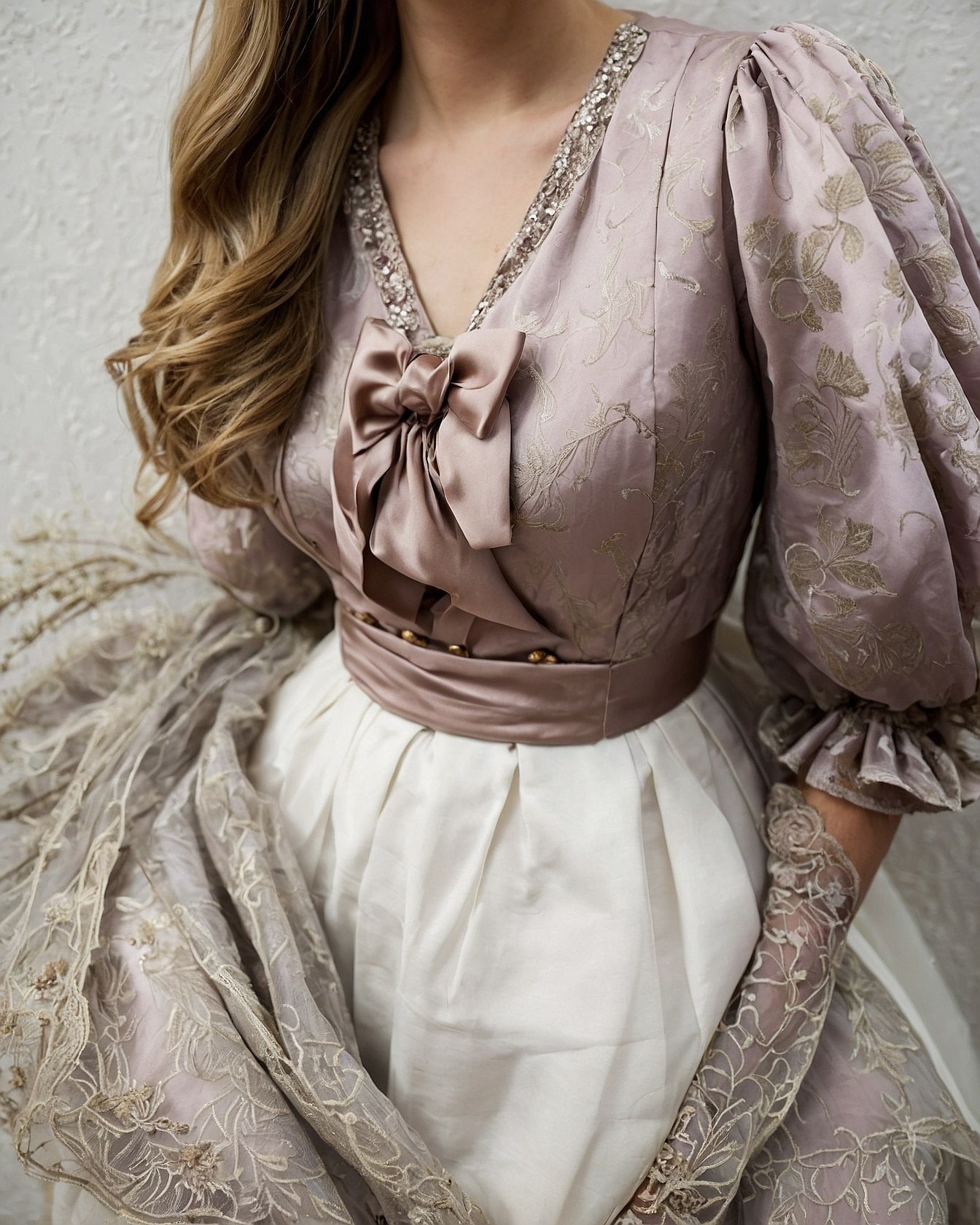 Lavish Lace and Lilac Brocade