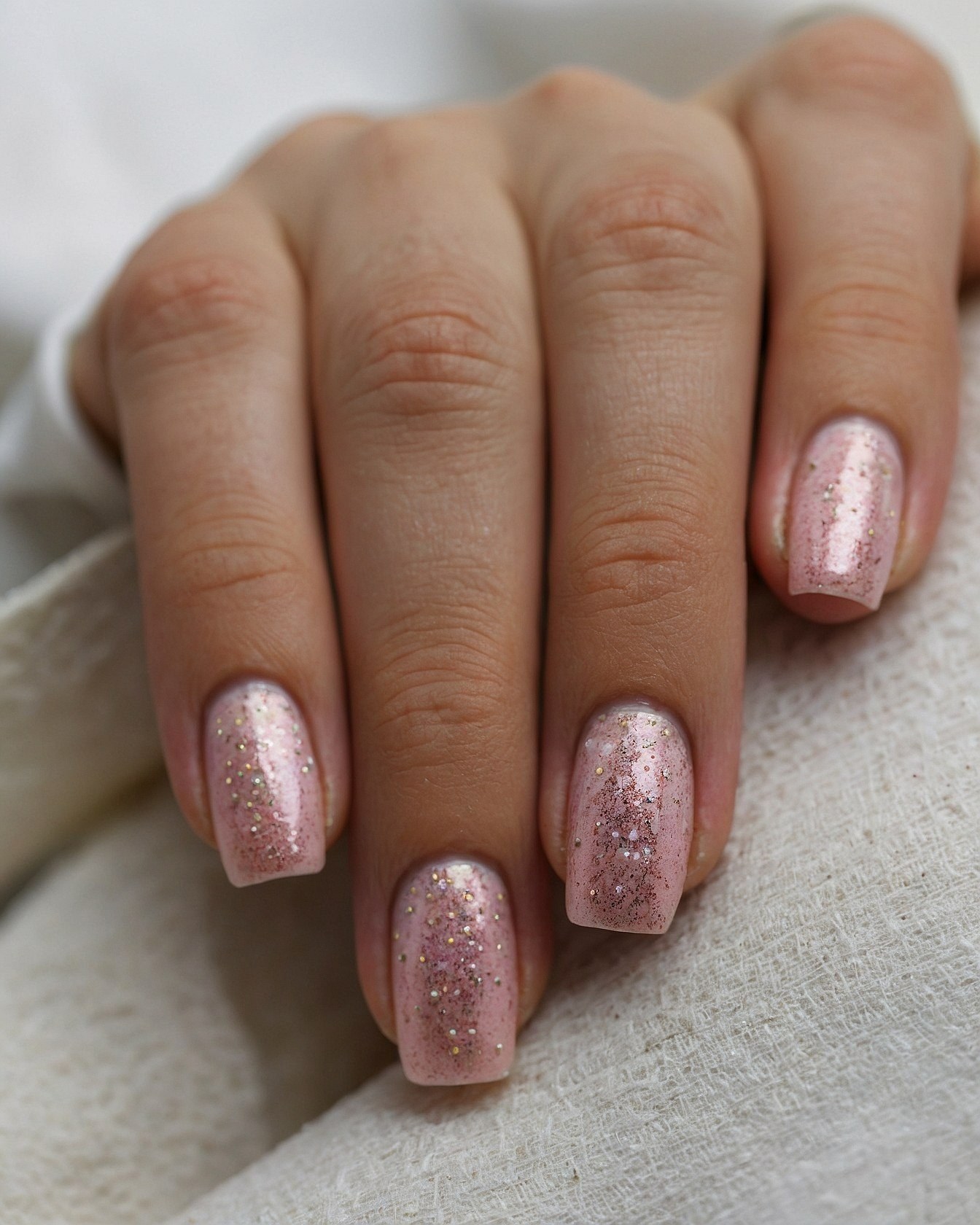 Soft Pink Nails with Subtle Sparkle