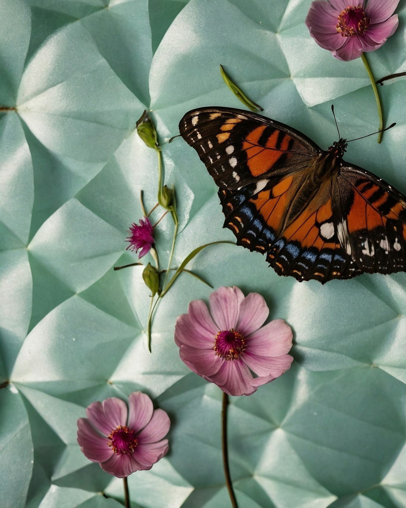 How does this composition capture the stillness of nature?
