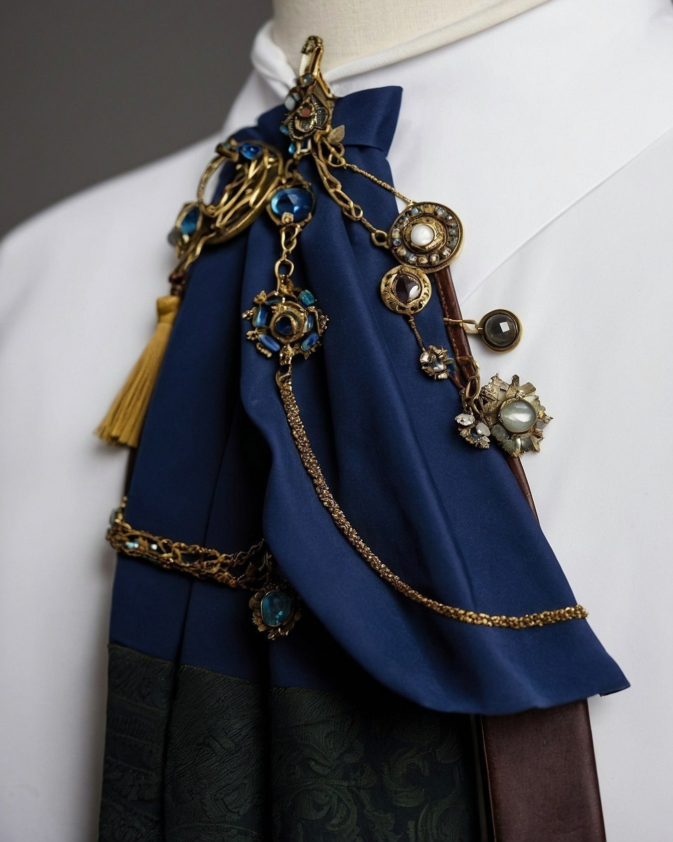 Intricate Detail on a Luxe Blue Neckpiece